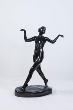 Antique Dancing Nude Bronze of a Woman  "Femme Dansant, 1910"