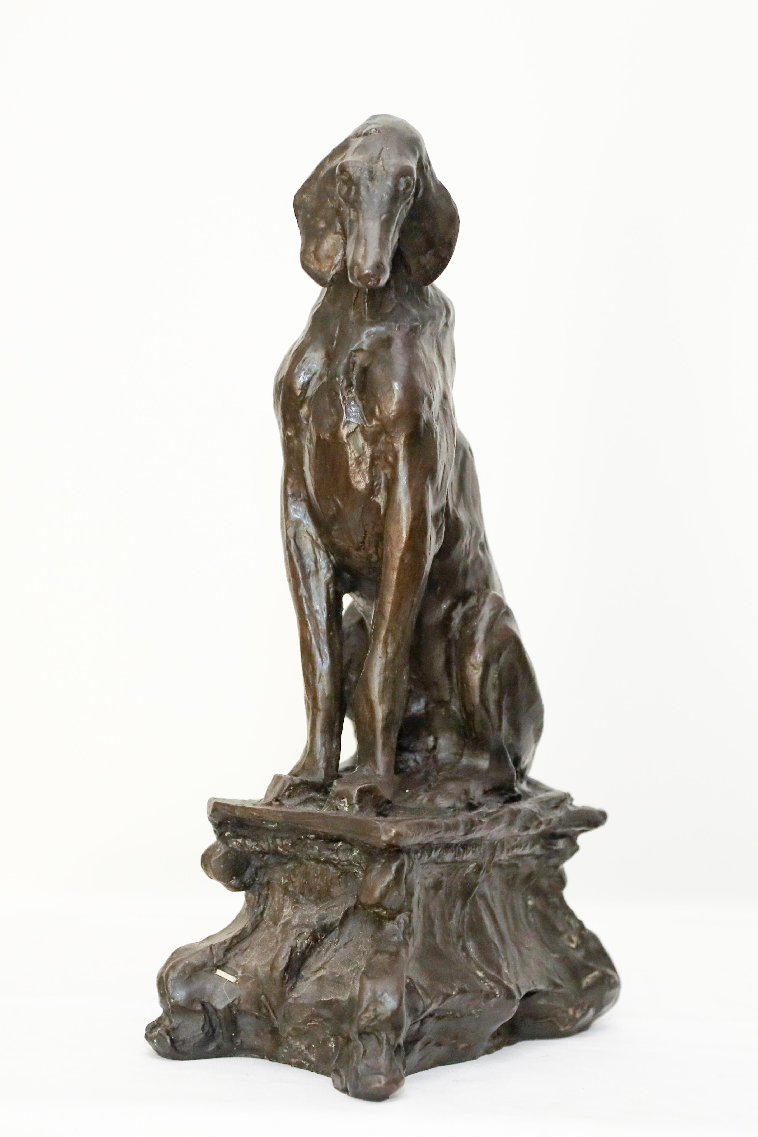 Chien en bronze  Sculpture de lévrier de Charles Rumsey