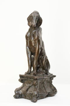 Antique Dog Bronze  Foxhound Sculpture by Charles Rumsey