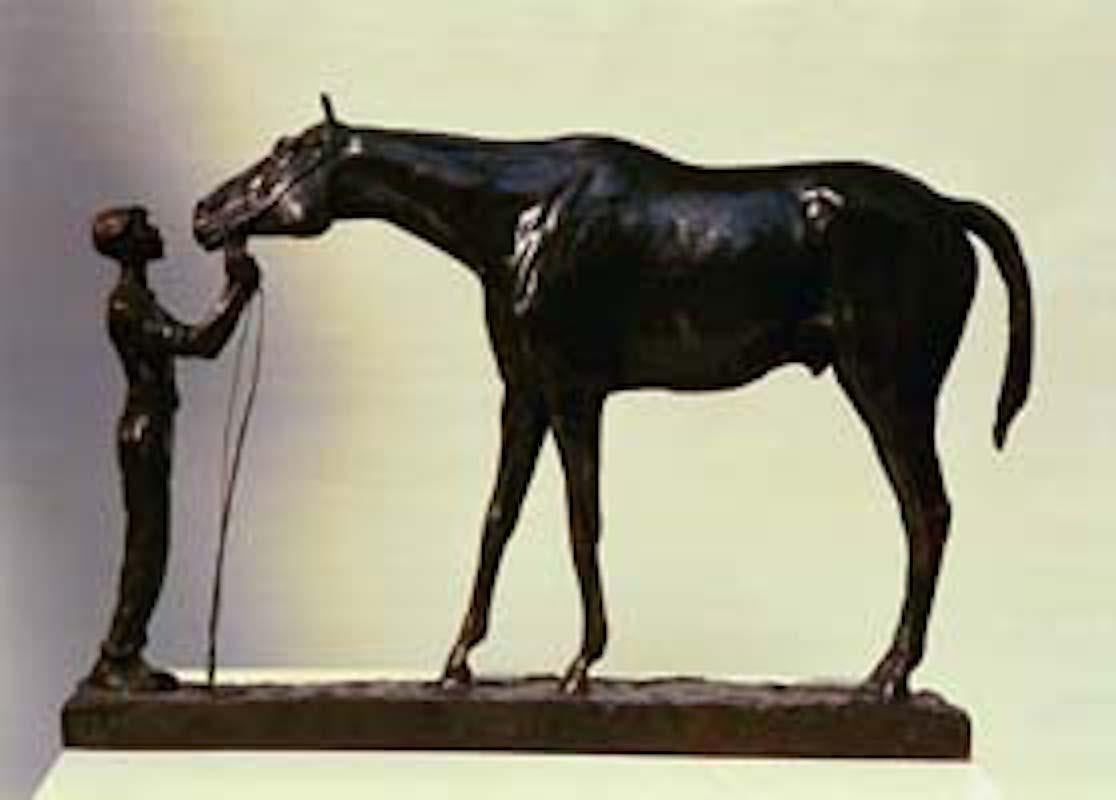 Charles Cary Rumsey Figurative Sculpture - Good and Plenty, A Racehorse and his Groom  