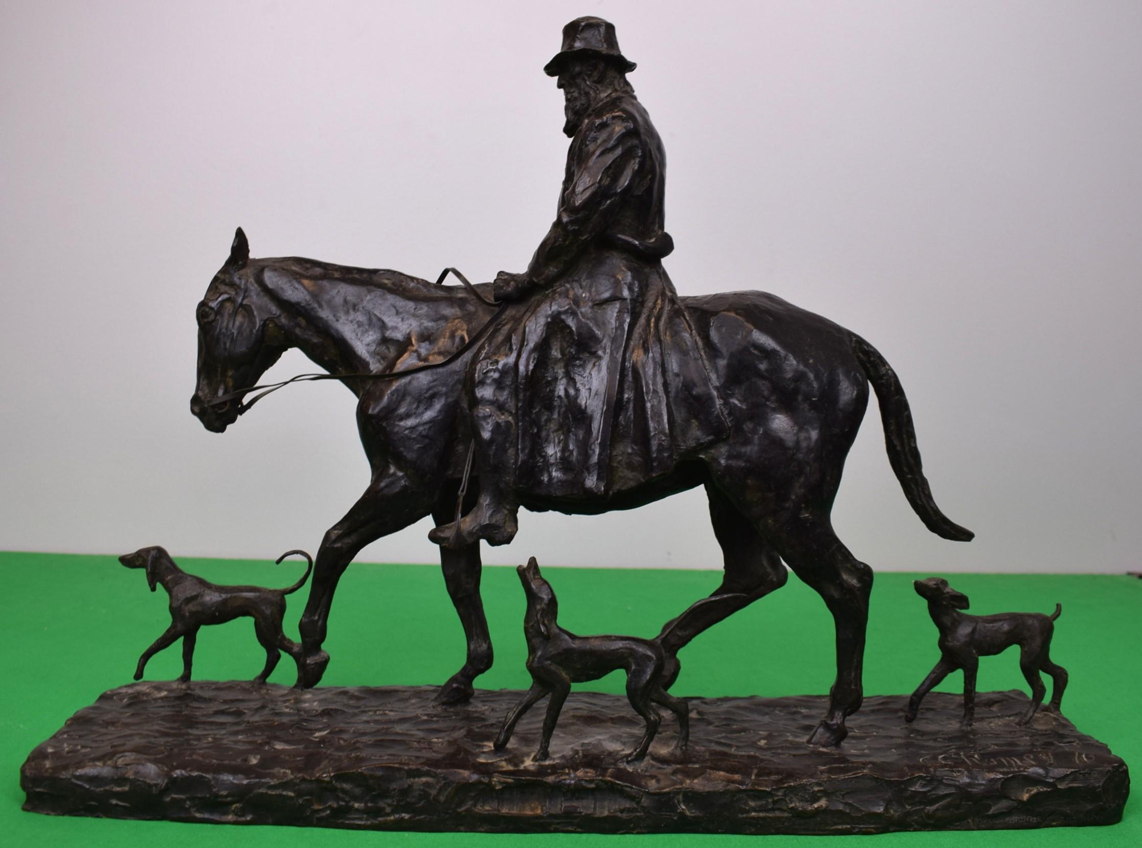 Old Virginian Foxhunter Bronze Sculpture by Charles Cary Rumsey (1879-1922) For Sale 1