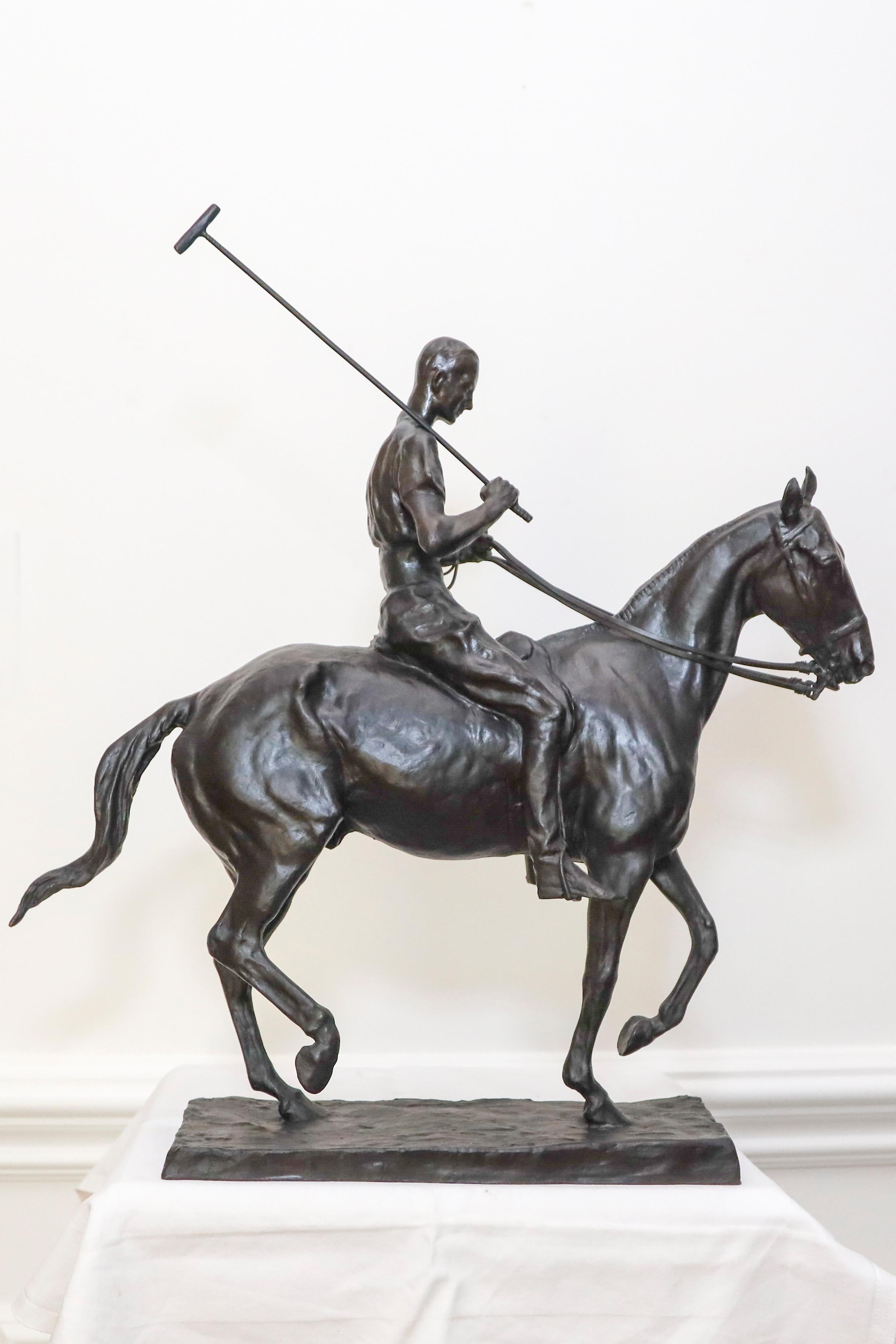  Sculpture of a Polo Player Harrison Tweed by Charles Rumsey For Sale 1