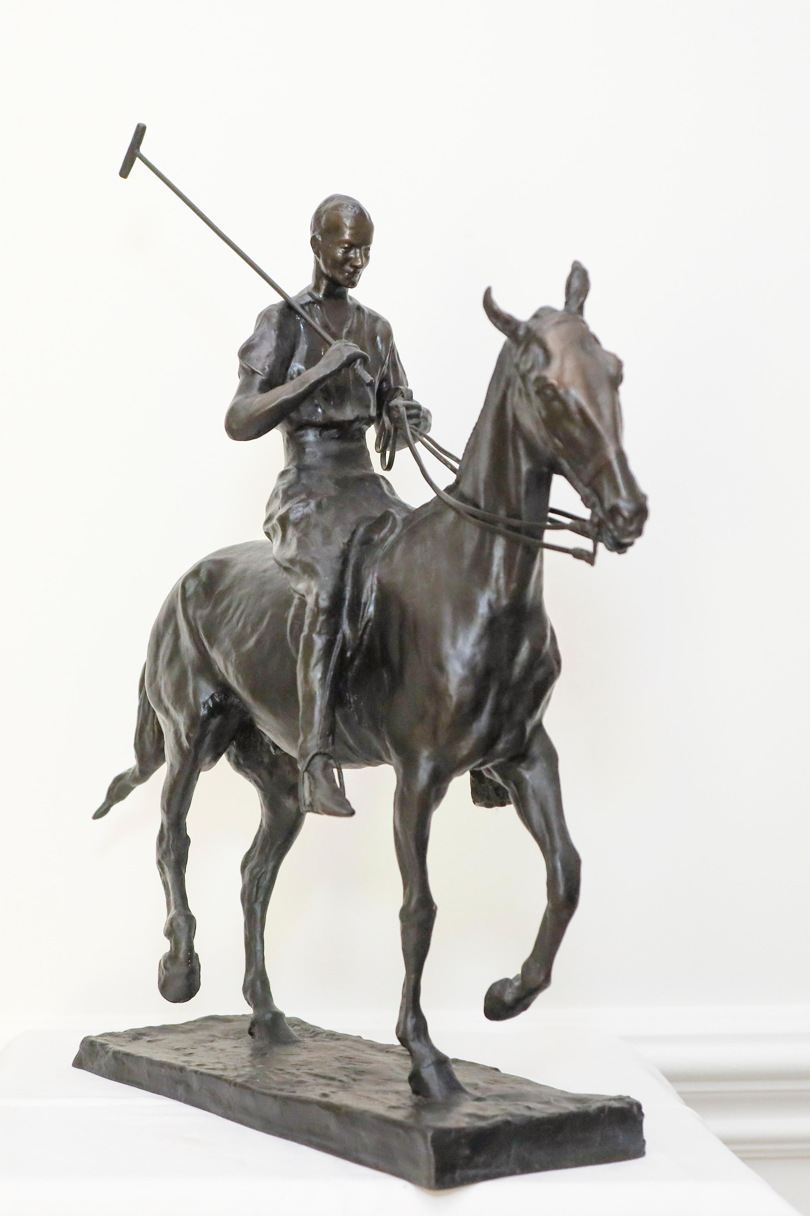 Still-Life Sculpture Charles Cary Rumsey -  Sculpture d'un joueur de polo Harrison Tweed par Charles Rumsey