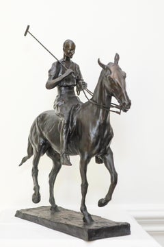 Antique  Sculpture of a Polo Player Harrison Tweed by Charles Rumsey