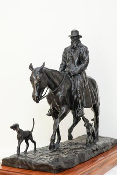 The Old Virginian, Bronze of a Horse and Rider with Dogs by Charles Rumsey