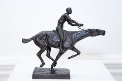 Ganar la carrera  Caballo galopante y jinete en bronce de Charles Rumsey
