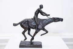 Gagner la course  Cheval et cheval de chasse en bronze de Charles Rumsey