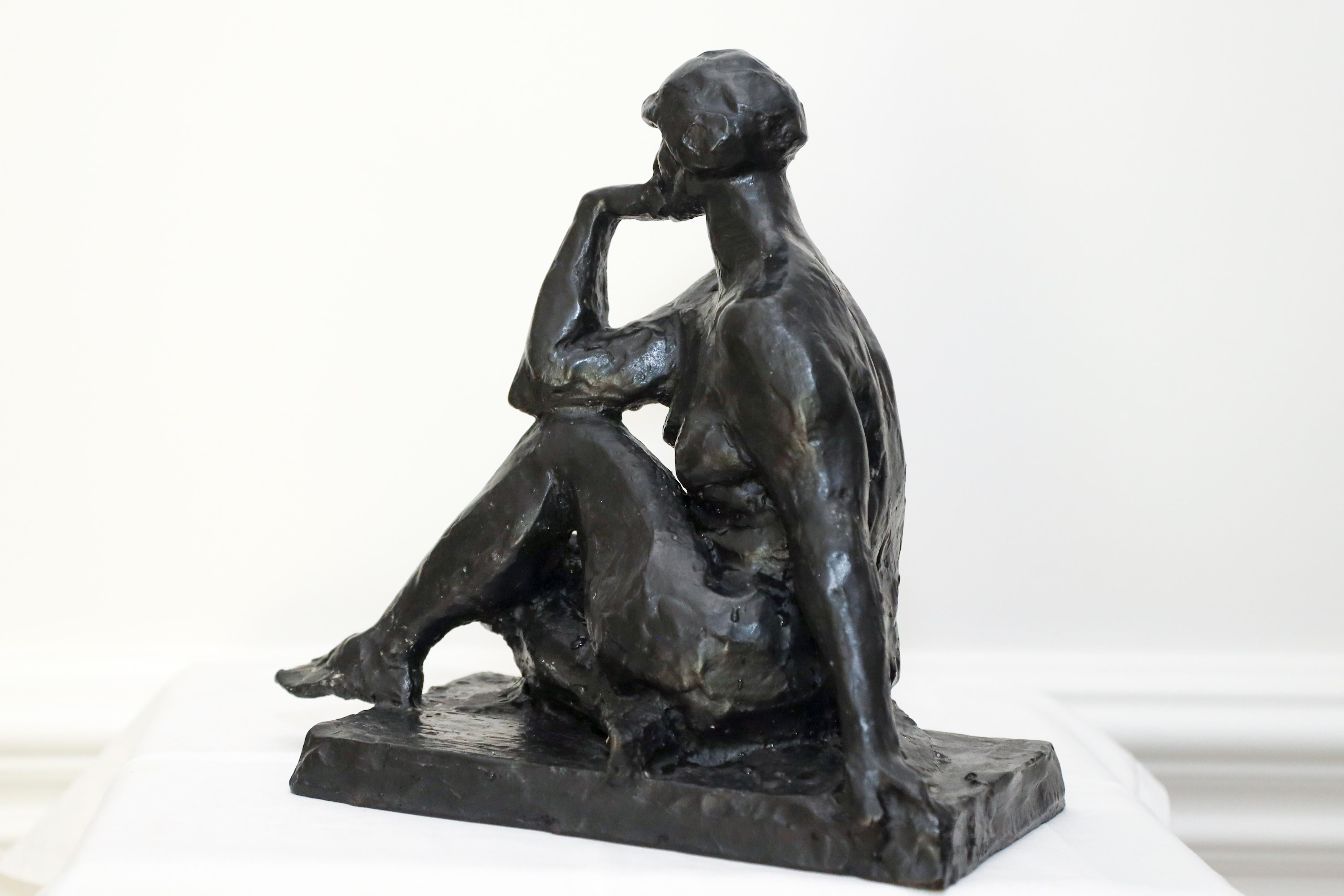 Woman Seated A Bronze Sculpture of a Woman by Charles Rumsey For Sale 1