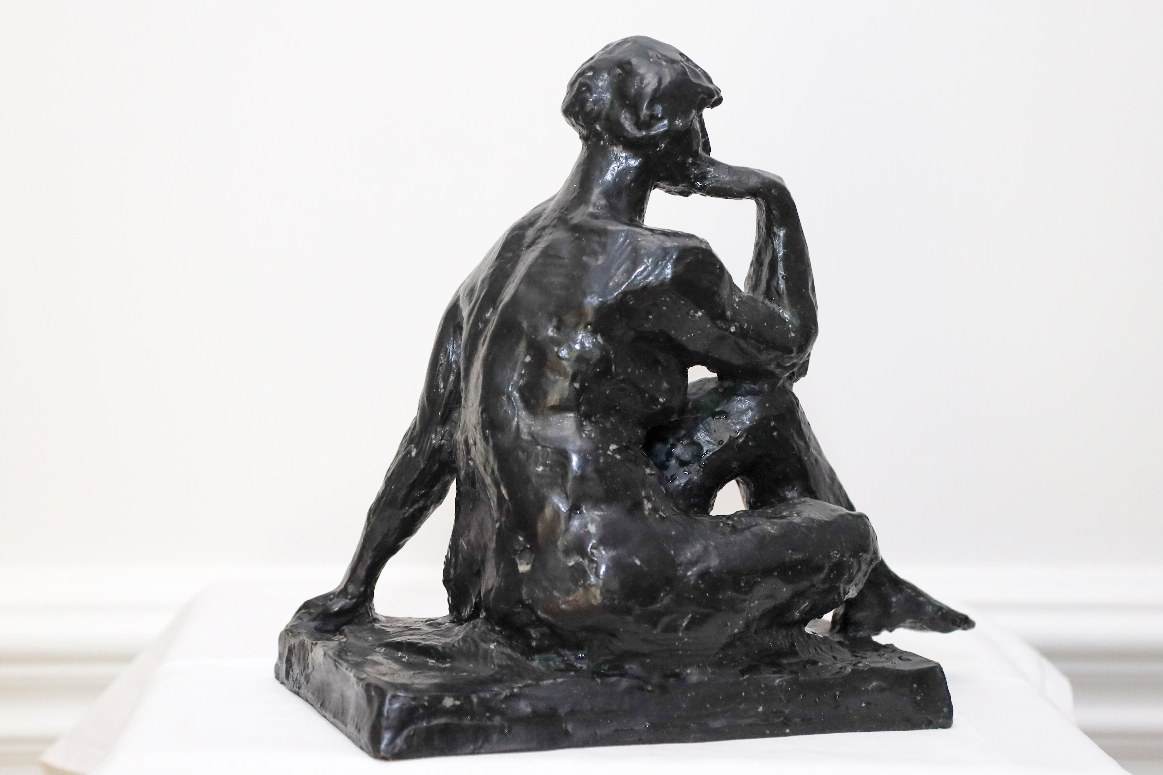 Woman Seated A Bronze Sculpture of a Woman by Charles Rumsey For Sale 3