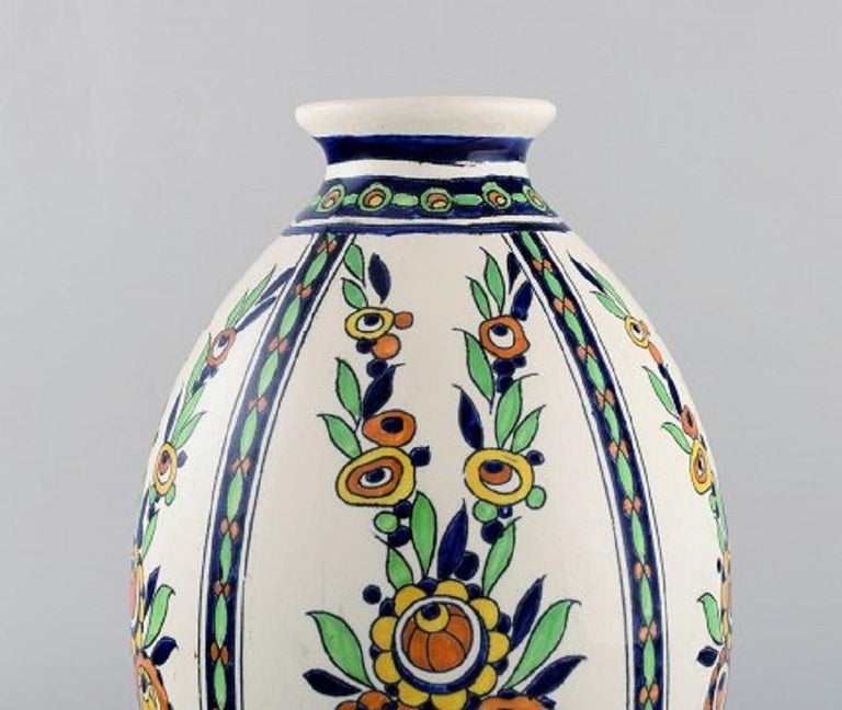 Belgian Charles Catteau, Boch Freres Keramis, Belgium, Large Art Deco Vase For Sale