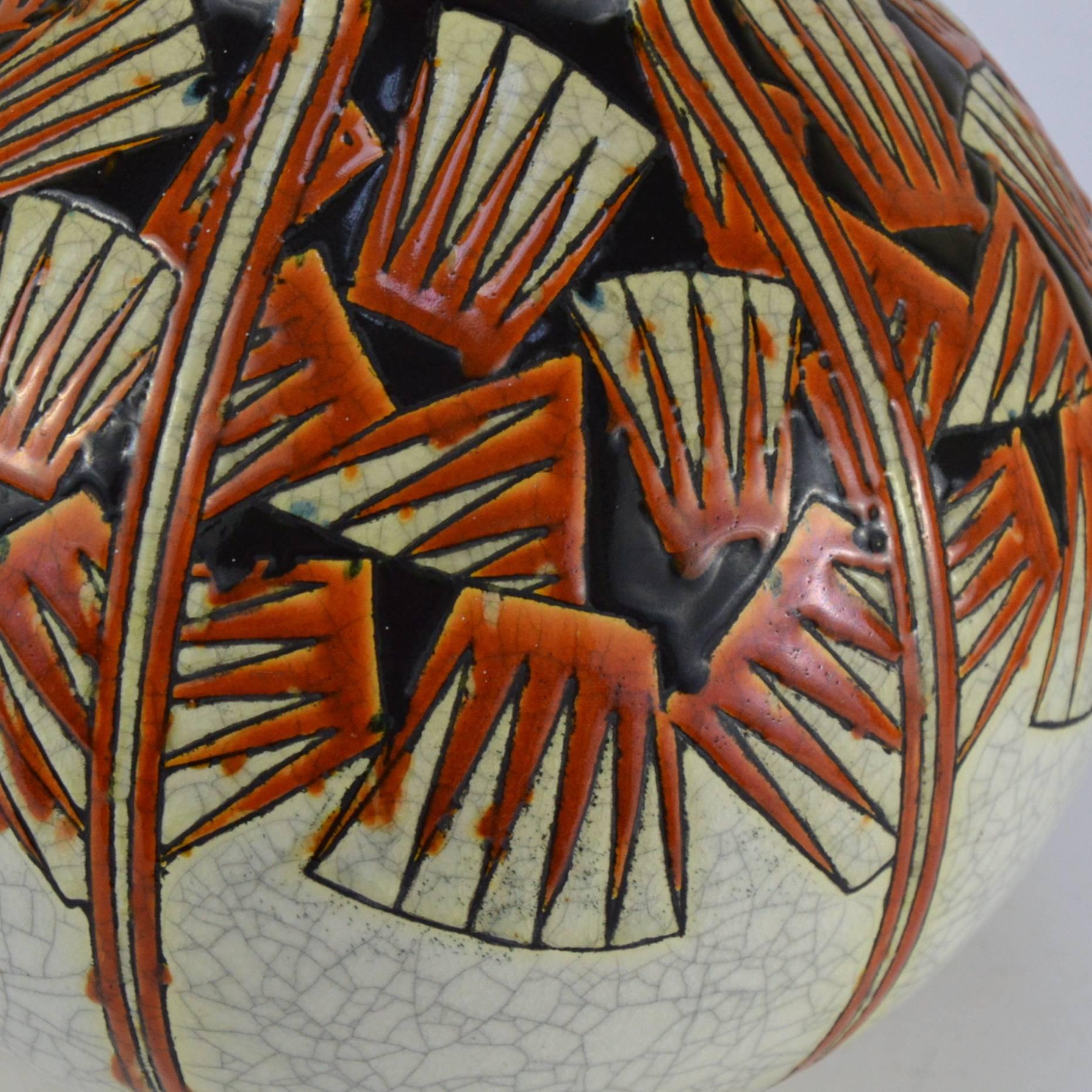 Charles Catteau Faience Ceramic and Polychrome Enamels Vase Keramis 1