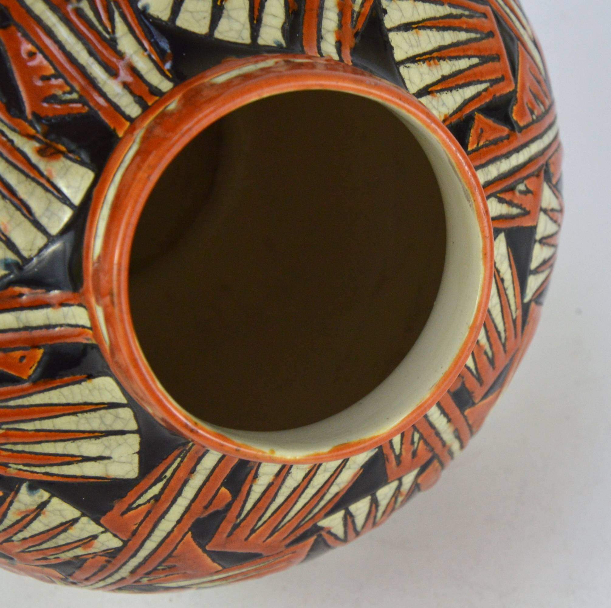 Charles Catteau Faience Ceramic and Polychrome Enamels Vase Keramis 3