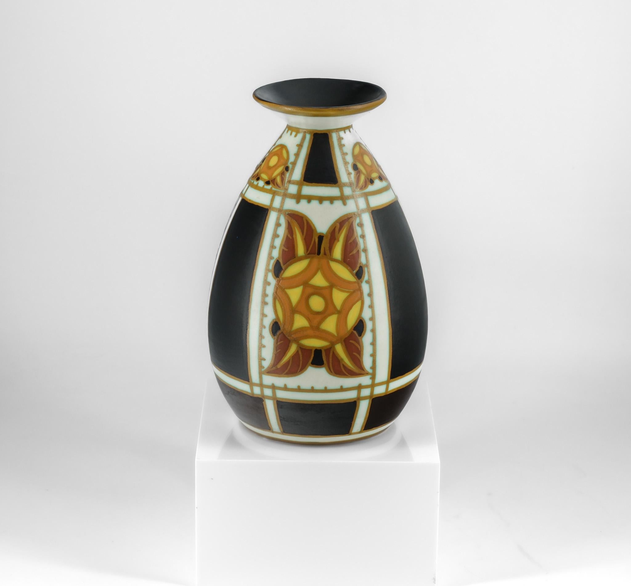 Art Déco Charles Catteau Vaso a balaustro Art Deco per Boch Frères Keramis Circa 1930 in vendita