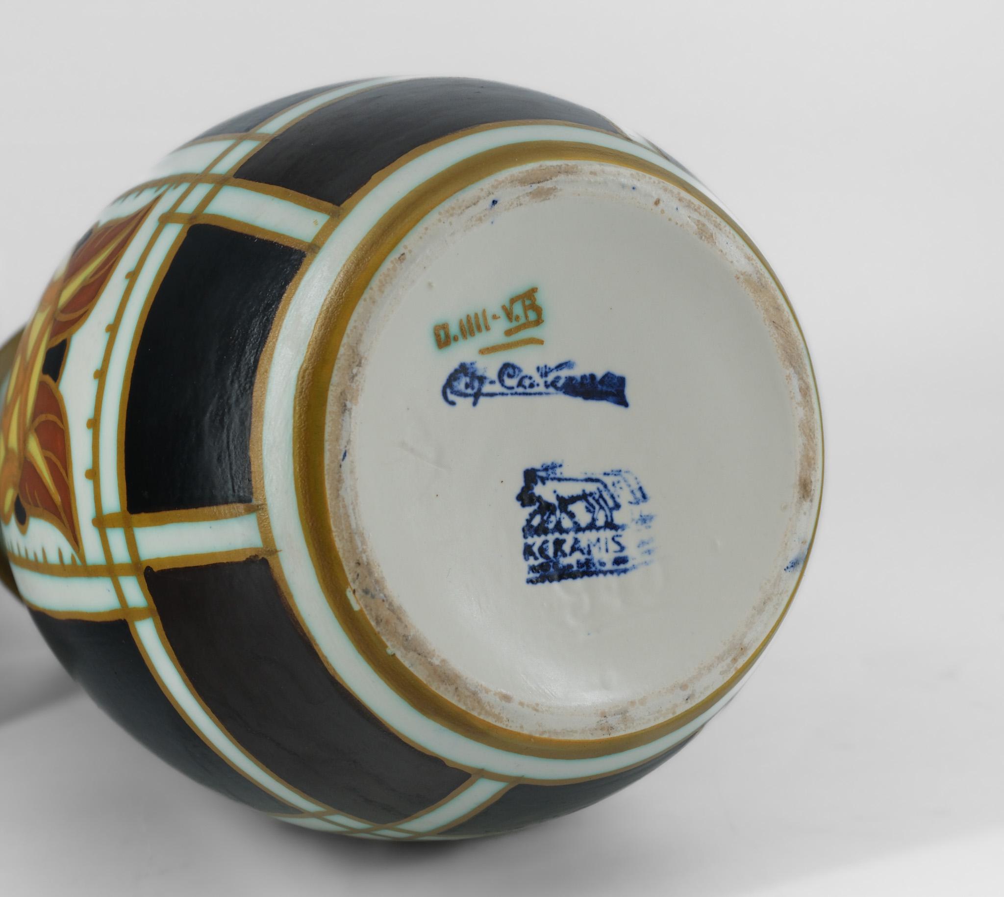 Cotto Charles Catteau Vaso a balaustro Art Deco per Boch Frères Keramis Circa 1930 in vendita
