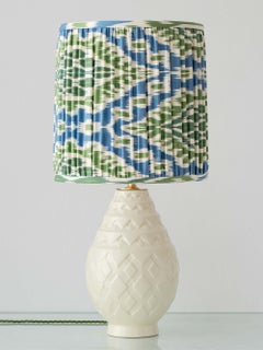 Charles Catteau Art Deco Pineapple Table Lamp with New Ikat Silk Shade, 1920s