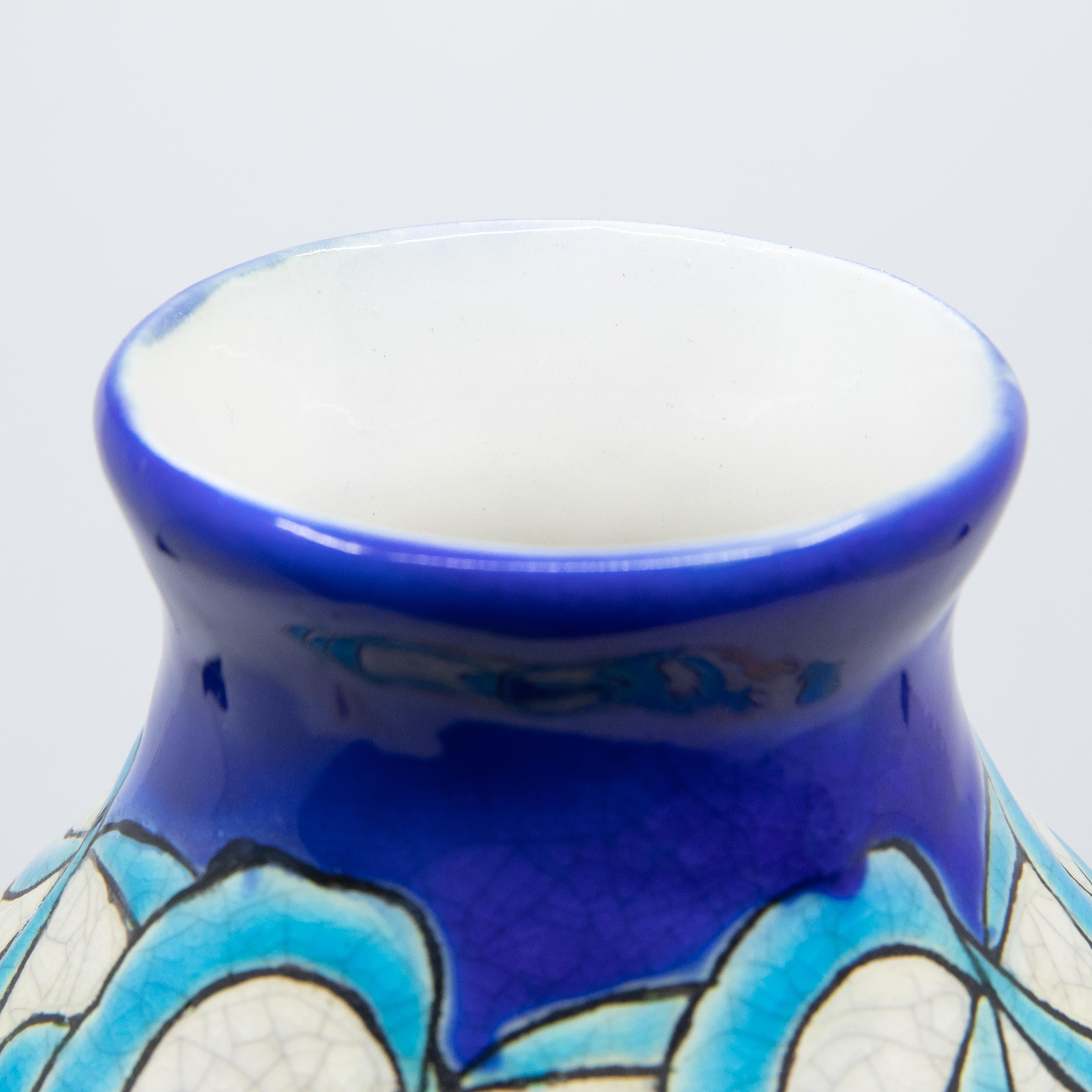 Charles Catteau Art Deco Ceramic Enameled Vase, circa 1920 4