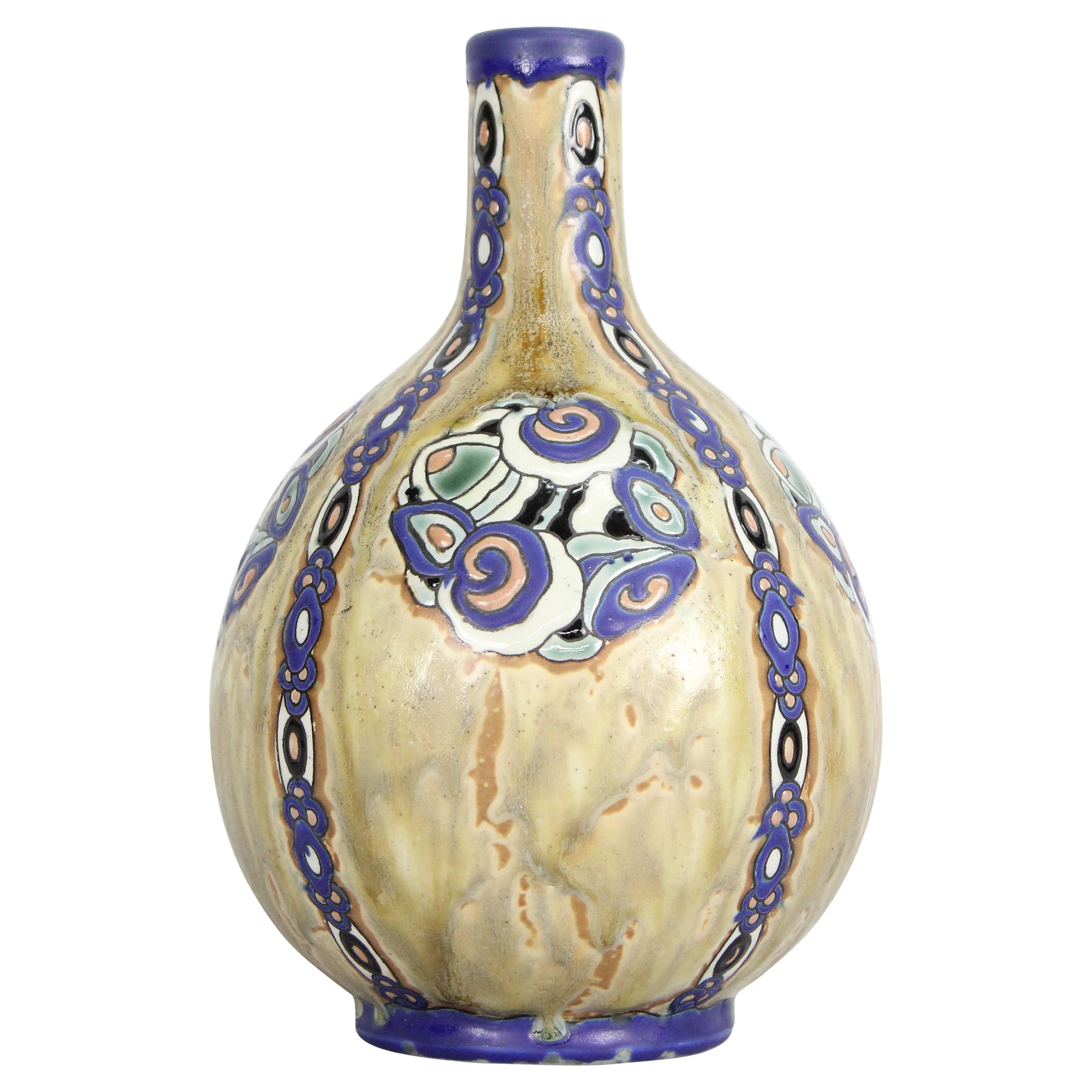 Vaso Charles Catteau Art Deco per Boch Fréres, Belgio, anni '20
