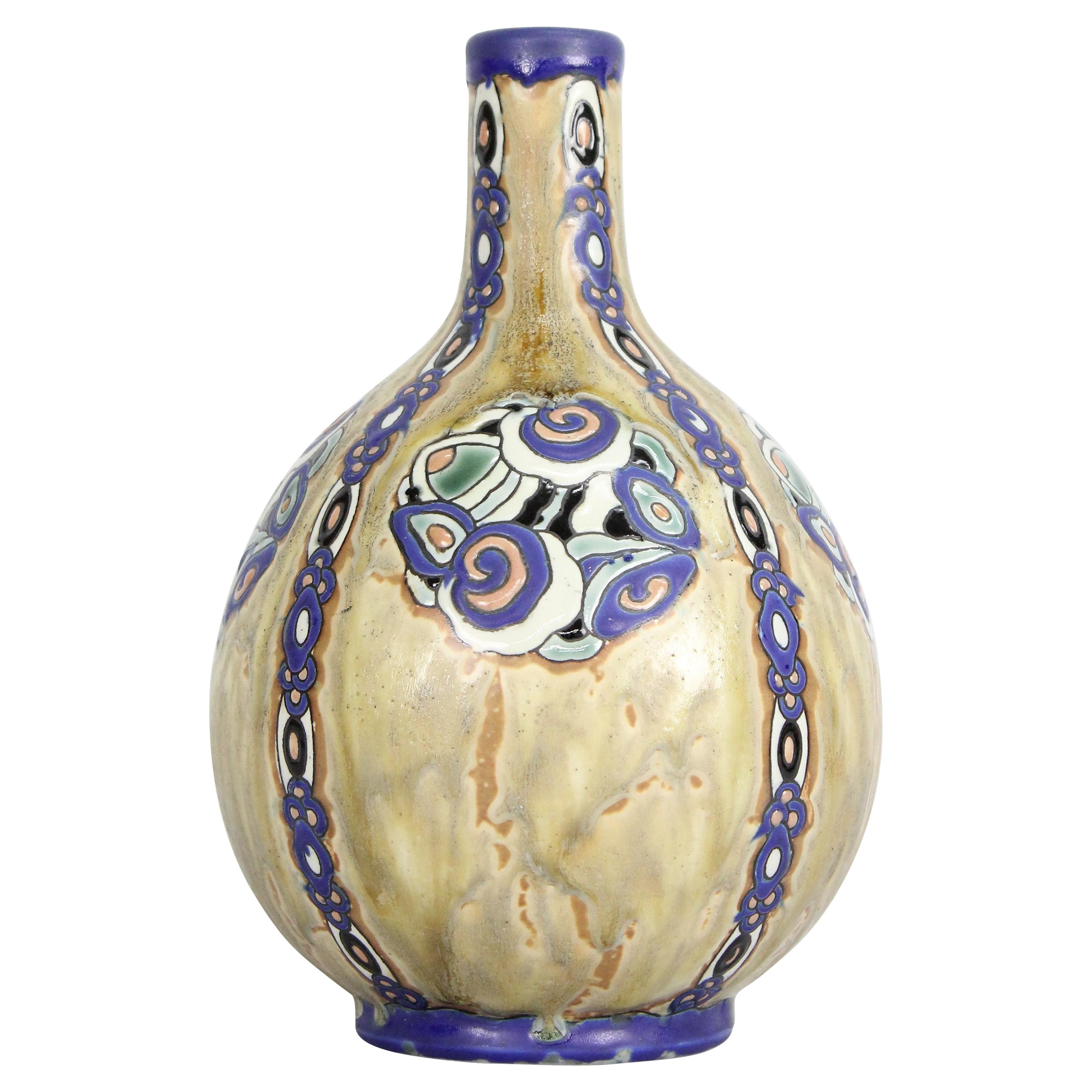 Charles Catteau Art Deco Vase for Boch Fréres, Belgium, 1920s