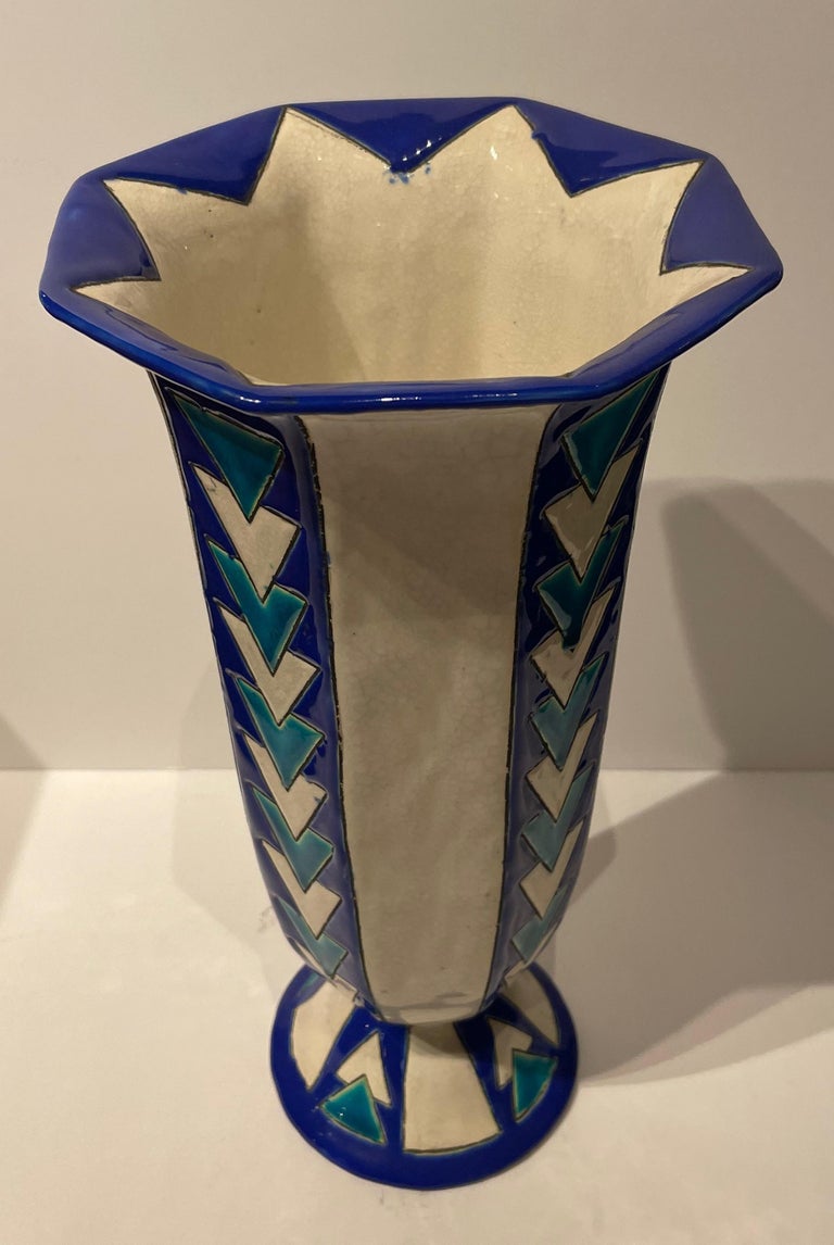 Belgian Charles Catteau Art Deco Vase for Boch Freres For Sale