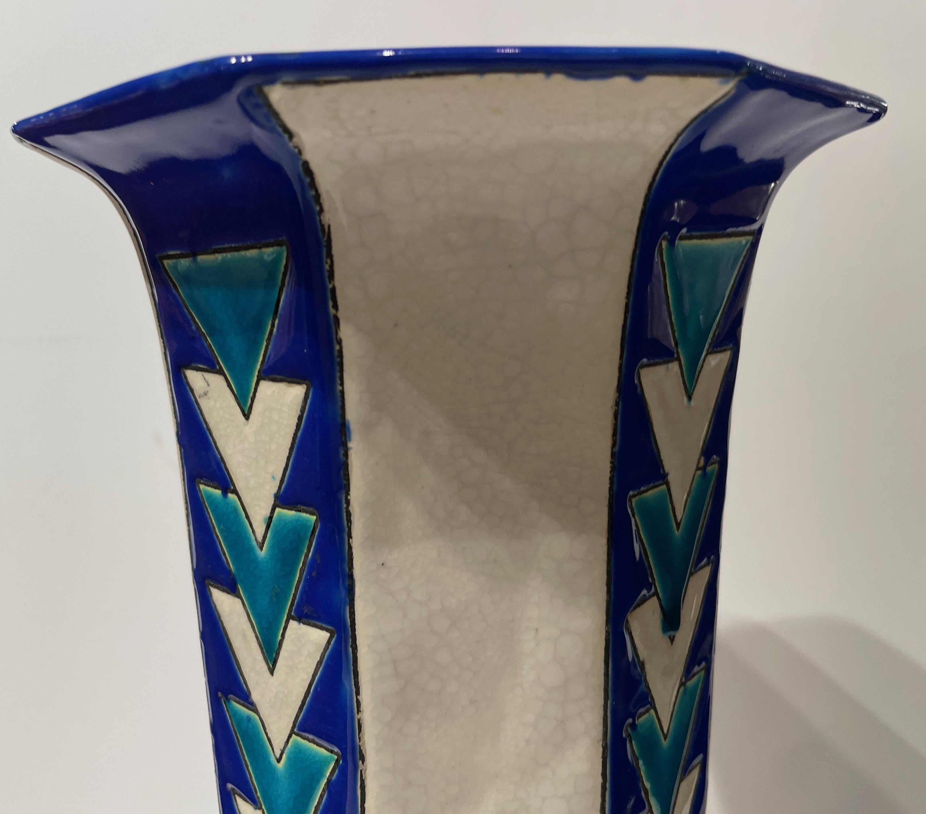 Mid-20th Century Charles Catteau Art Deco Vase for Boch Freres For Sale