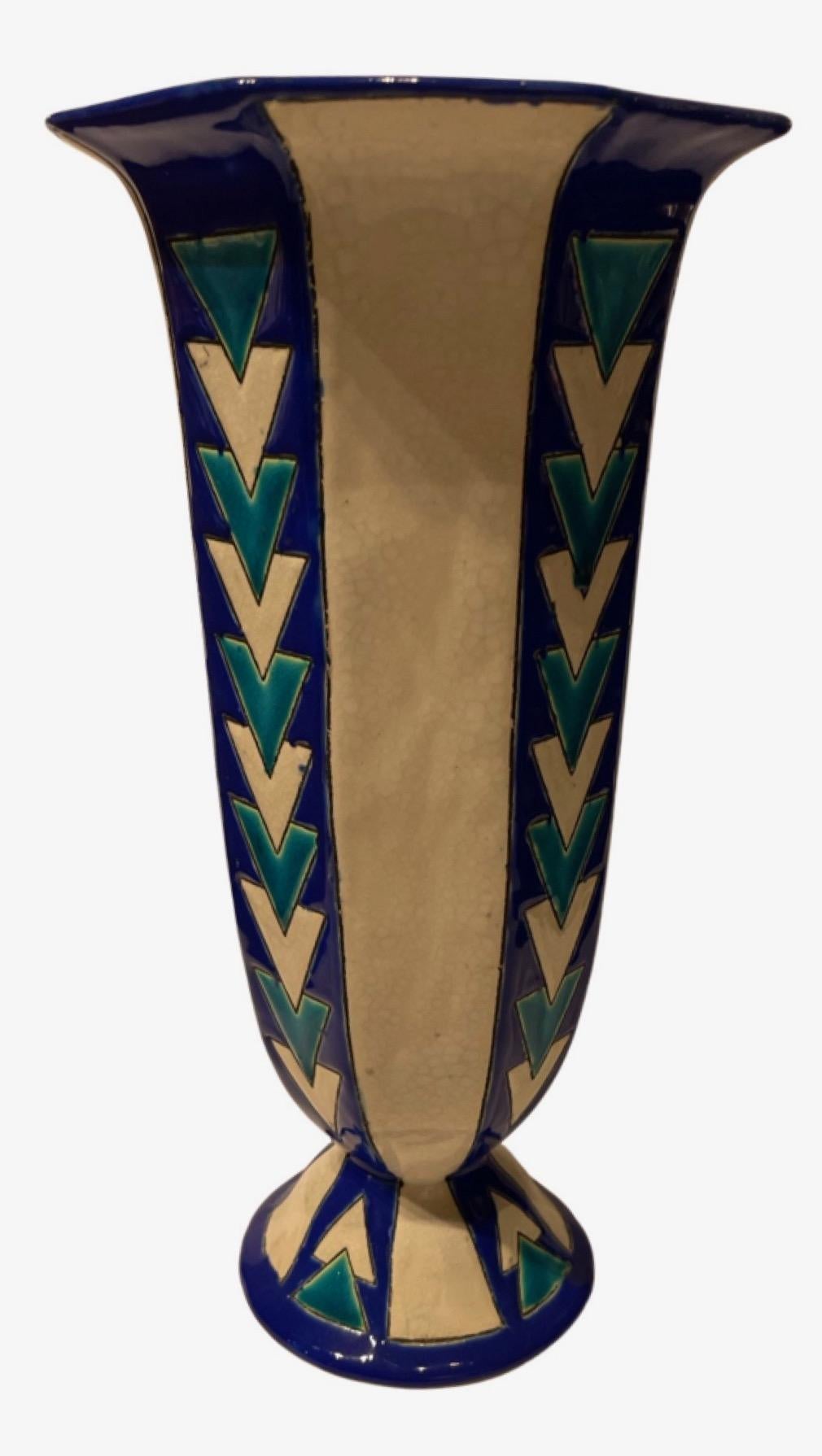 Charles Catteau Art Deco Vase für Boch Freres im Angebot 1