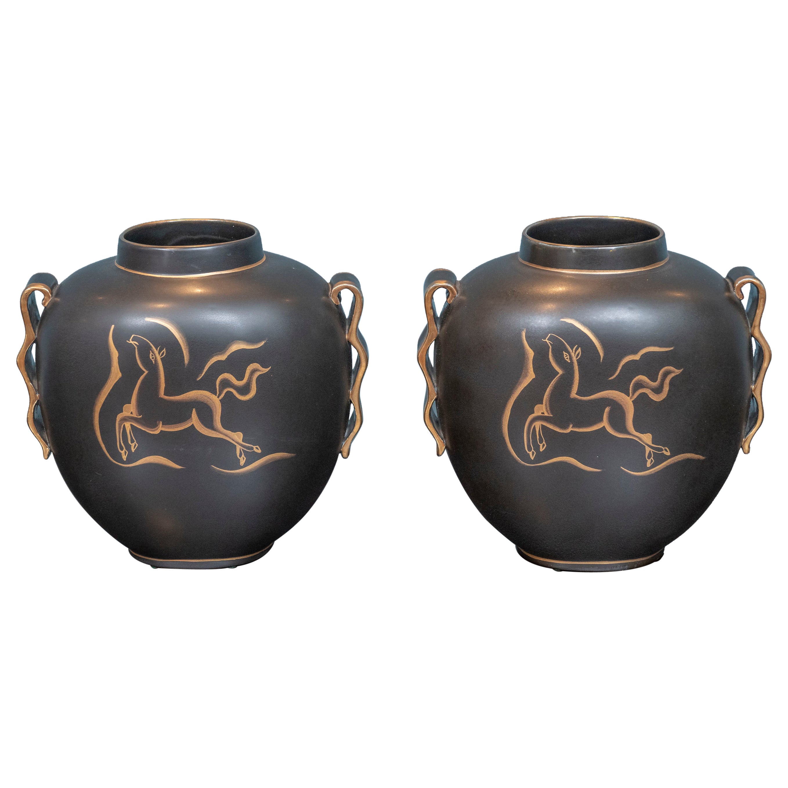 Charles Catteau Art Deco Vases by Boch Freres Keramis Belgium
