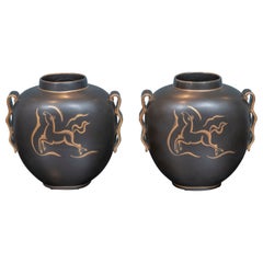 Charles Catteau Art Deco Vases by Boch Freres Keramis Belgium