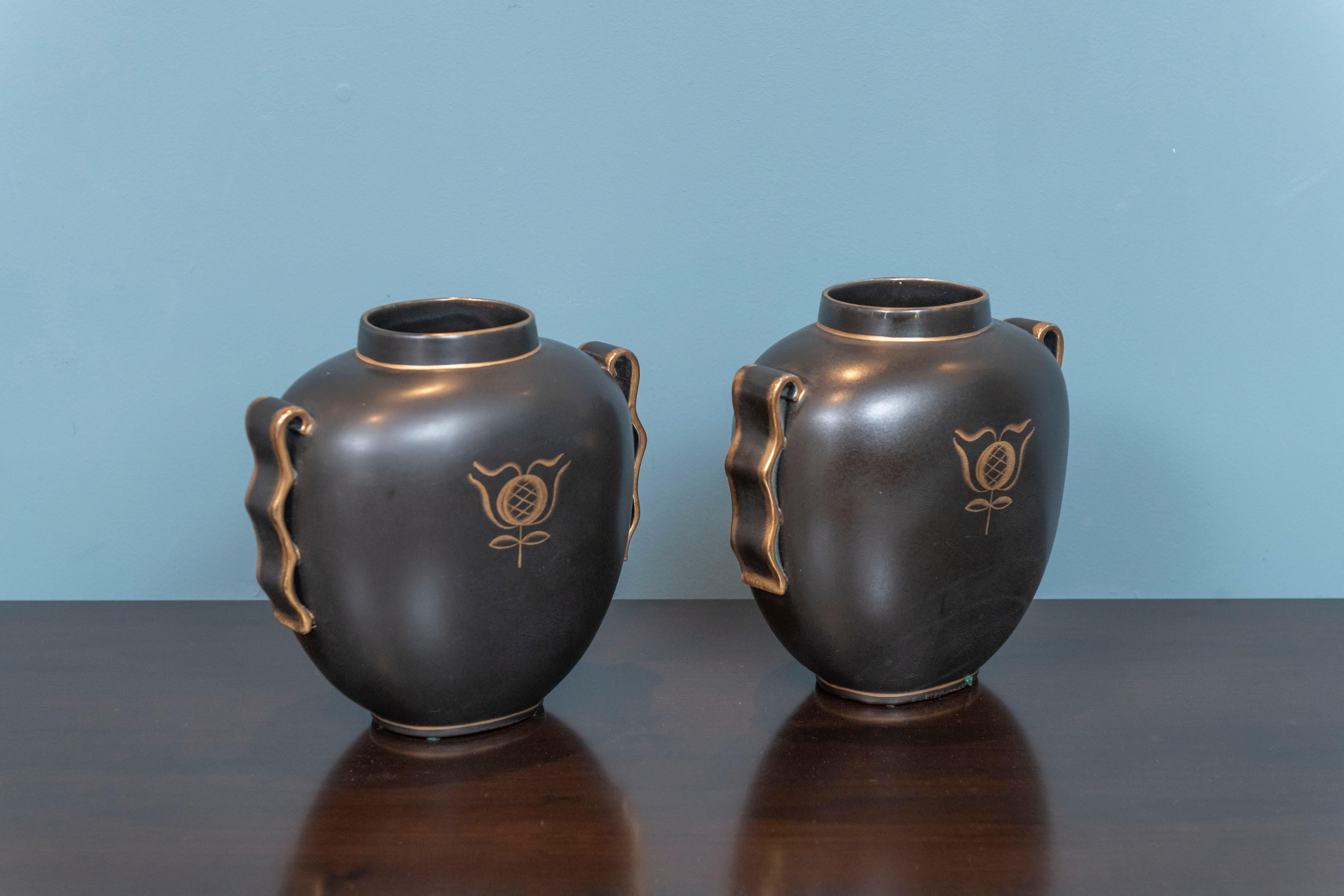 Mid-20th Century Charles Catteau Art Deco Vases by Boch Freres Keramis Belgium For Sale