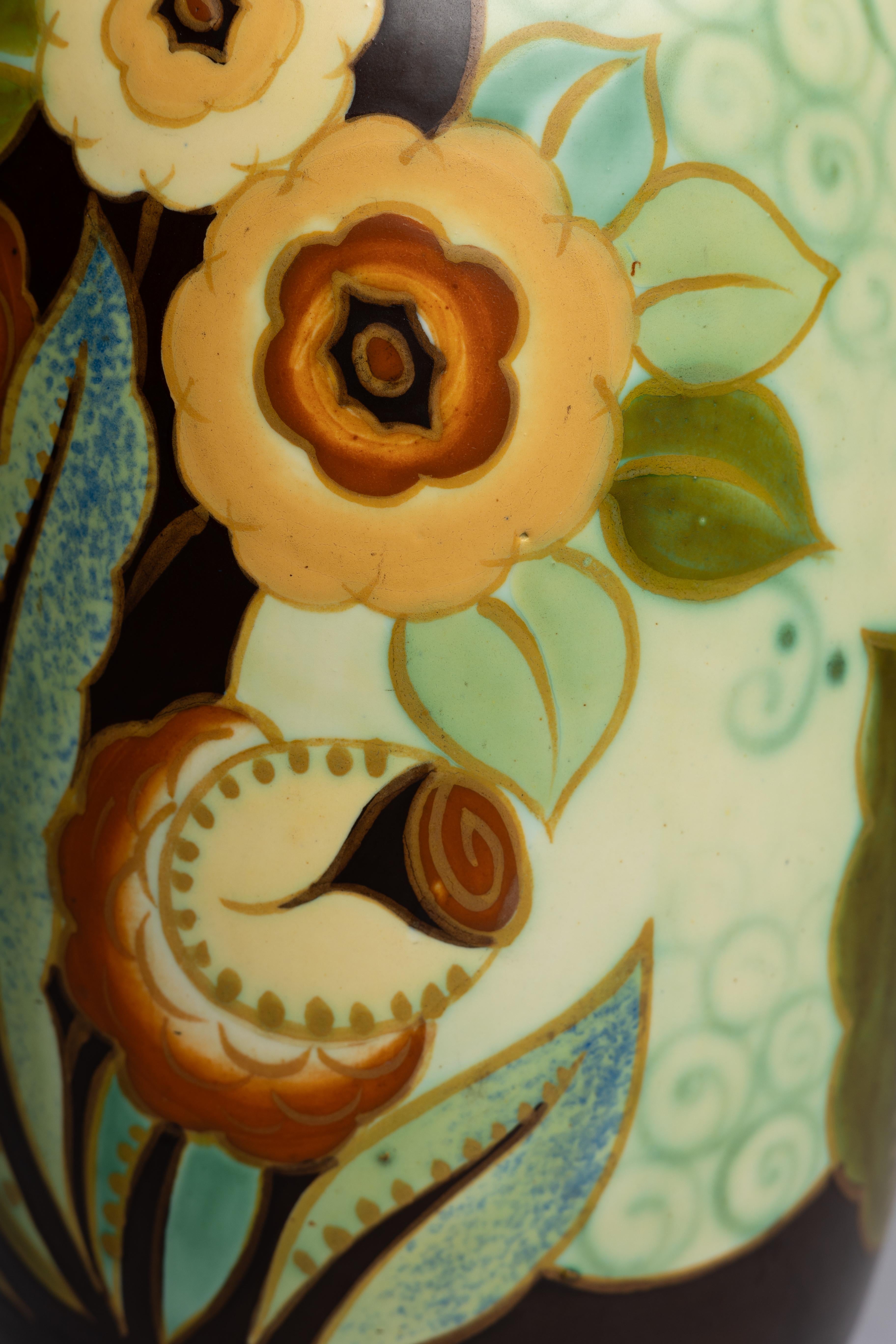 Charles Catteau for Boch Freres Vaso in ceramica Art Deco francese in vendita 2