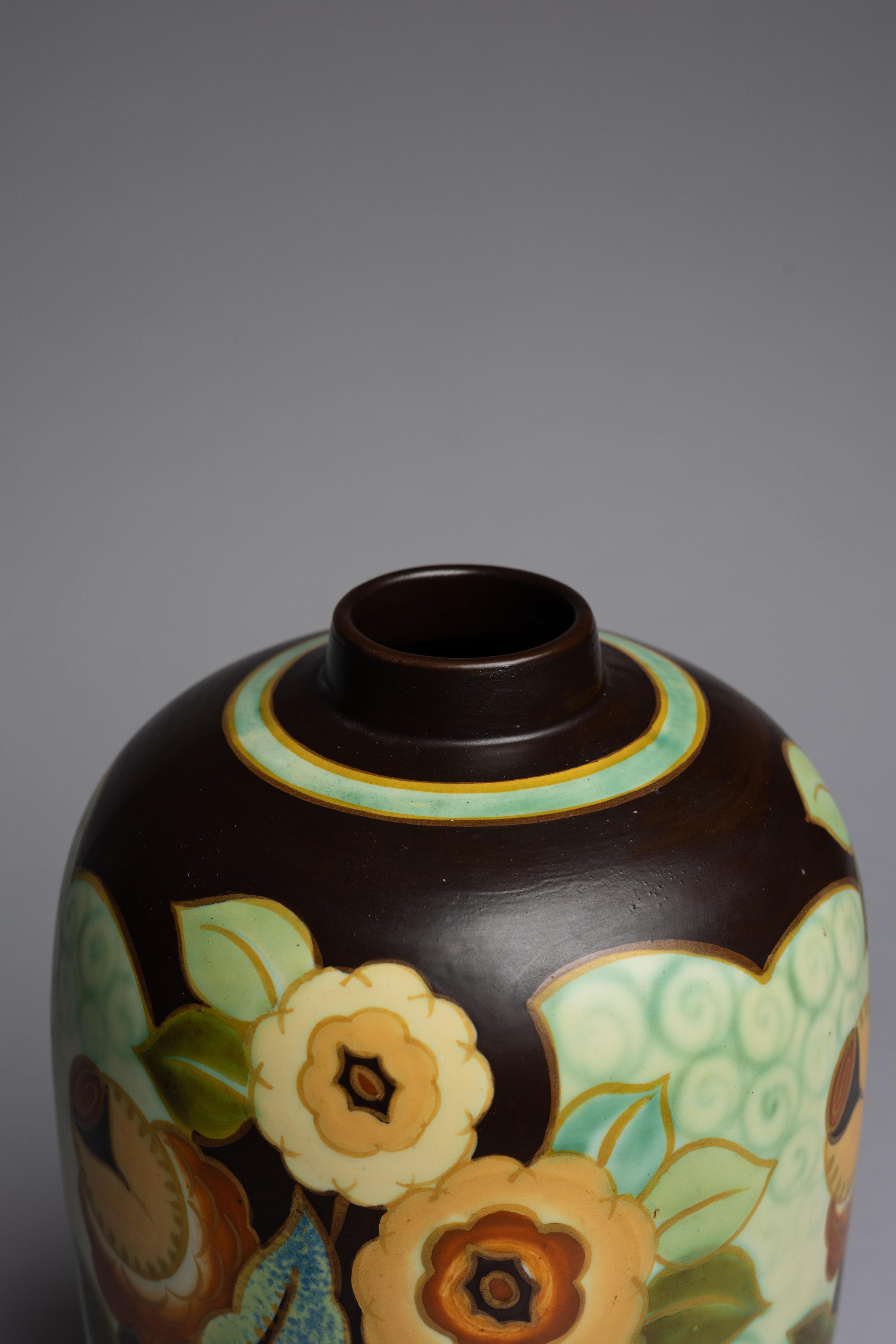 Charles Catteau for Boch Freres Vaso in ceramica Art Deco francese in vendita 3