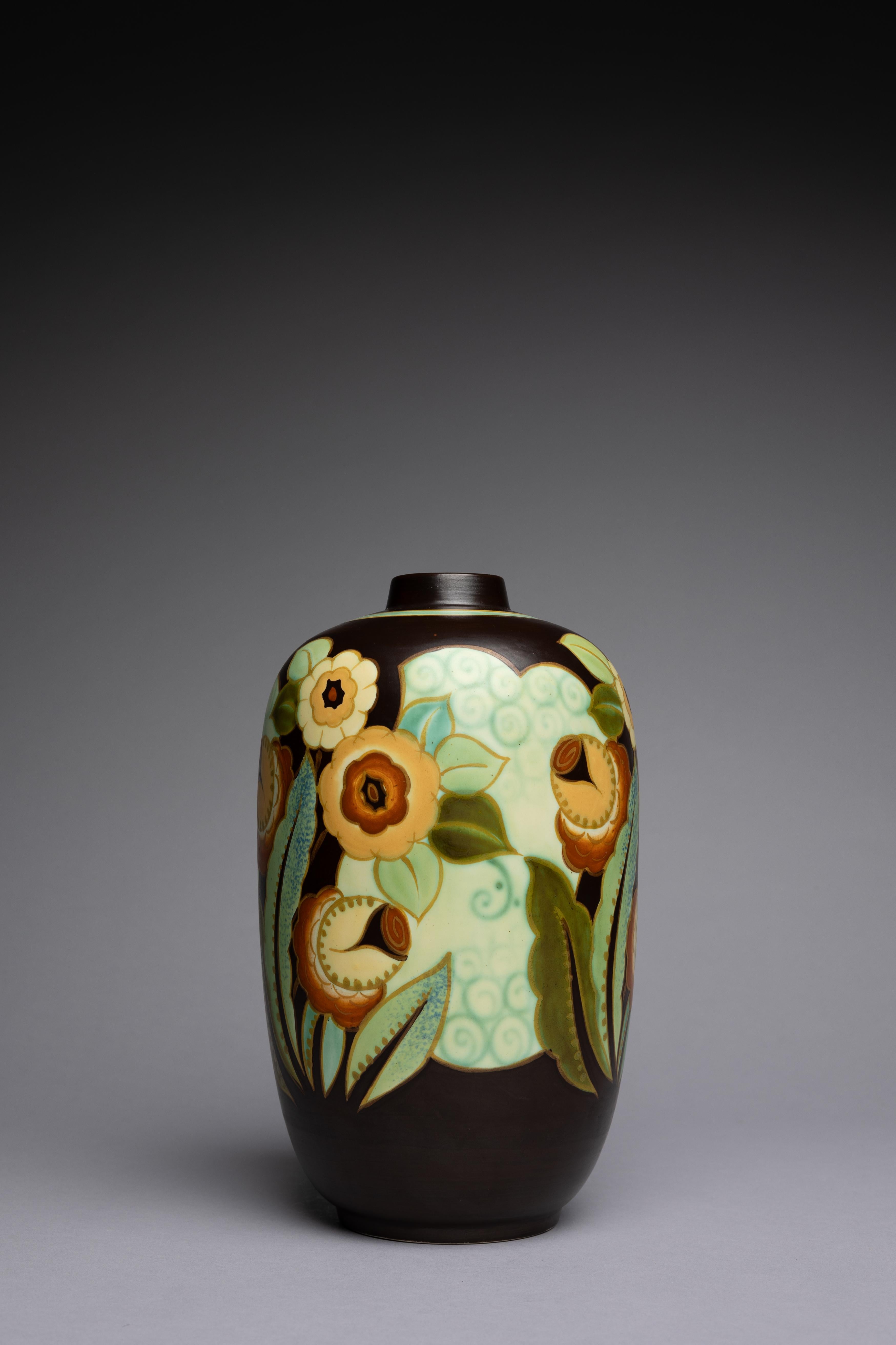 Art Déco Charles Catteau for Boch Freres Vaso in ceramica Art Deco francese in vendita