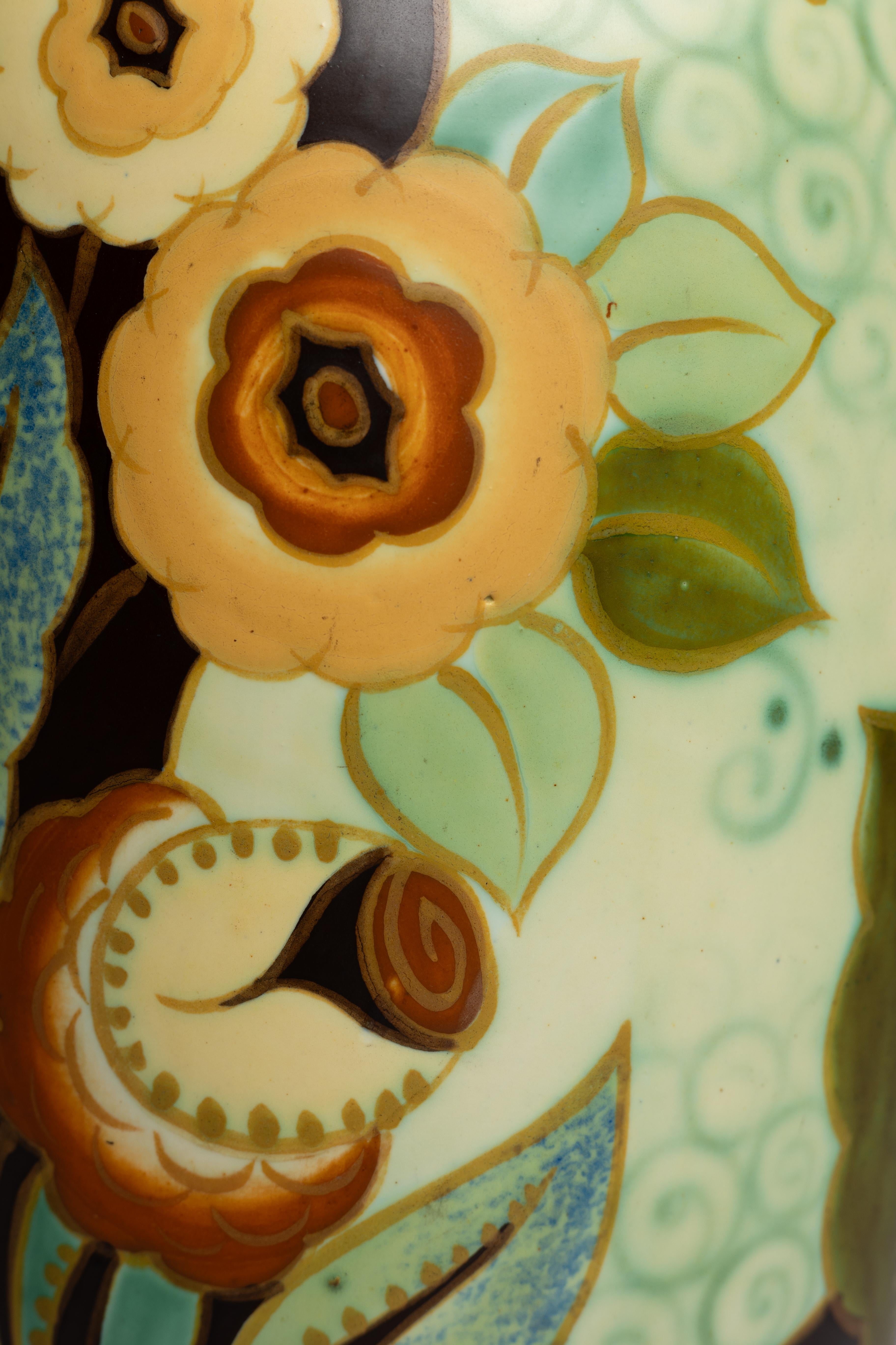 Charles Catteau for Boch Freres Vaso in ceramica Art Deco francese In condizioni ottime in vendita a Fort Lauderdale, FL