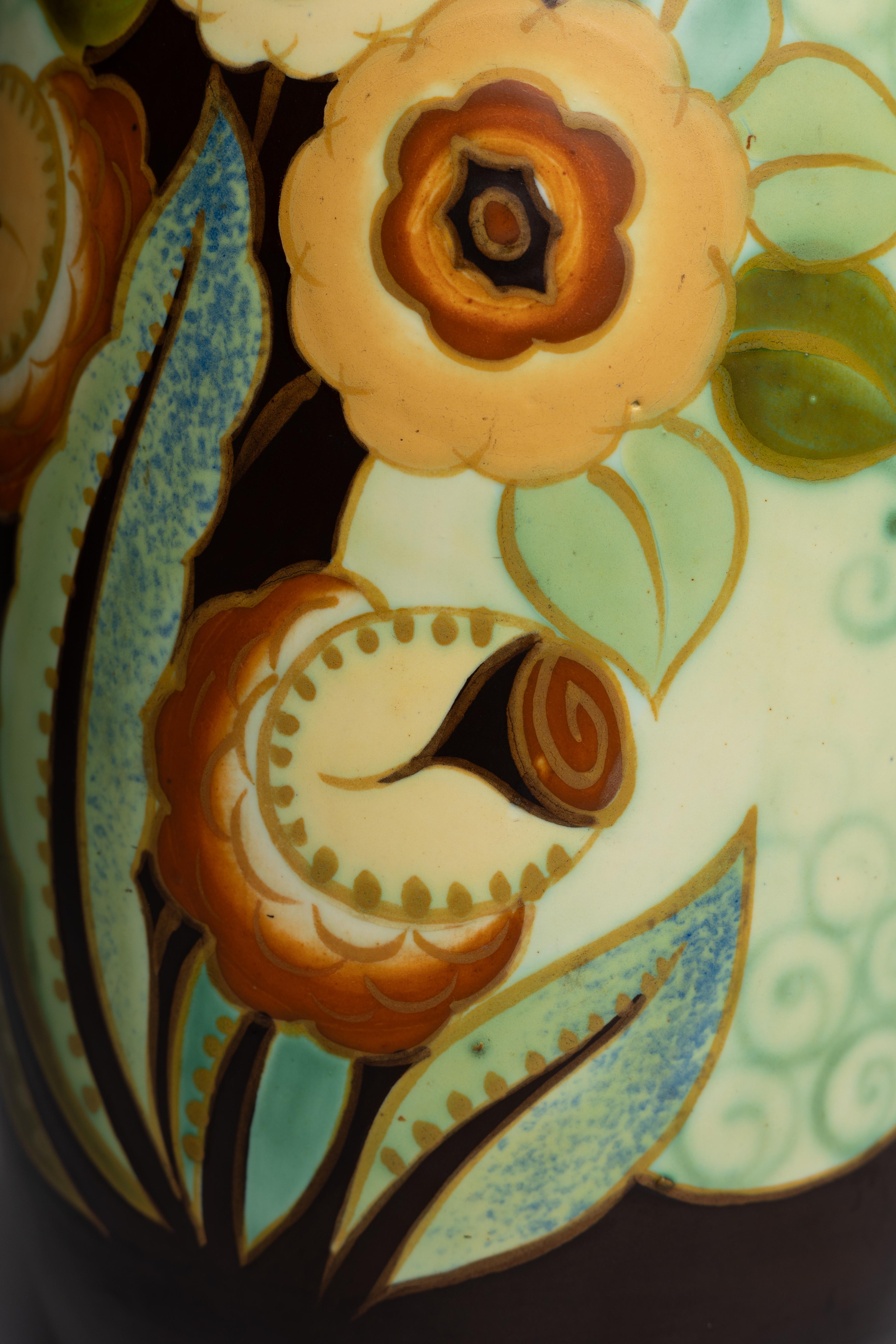 Grès porcellanato Charles Catteau for Boch Freres Vaso in ceramica Art Deco francese in vendita