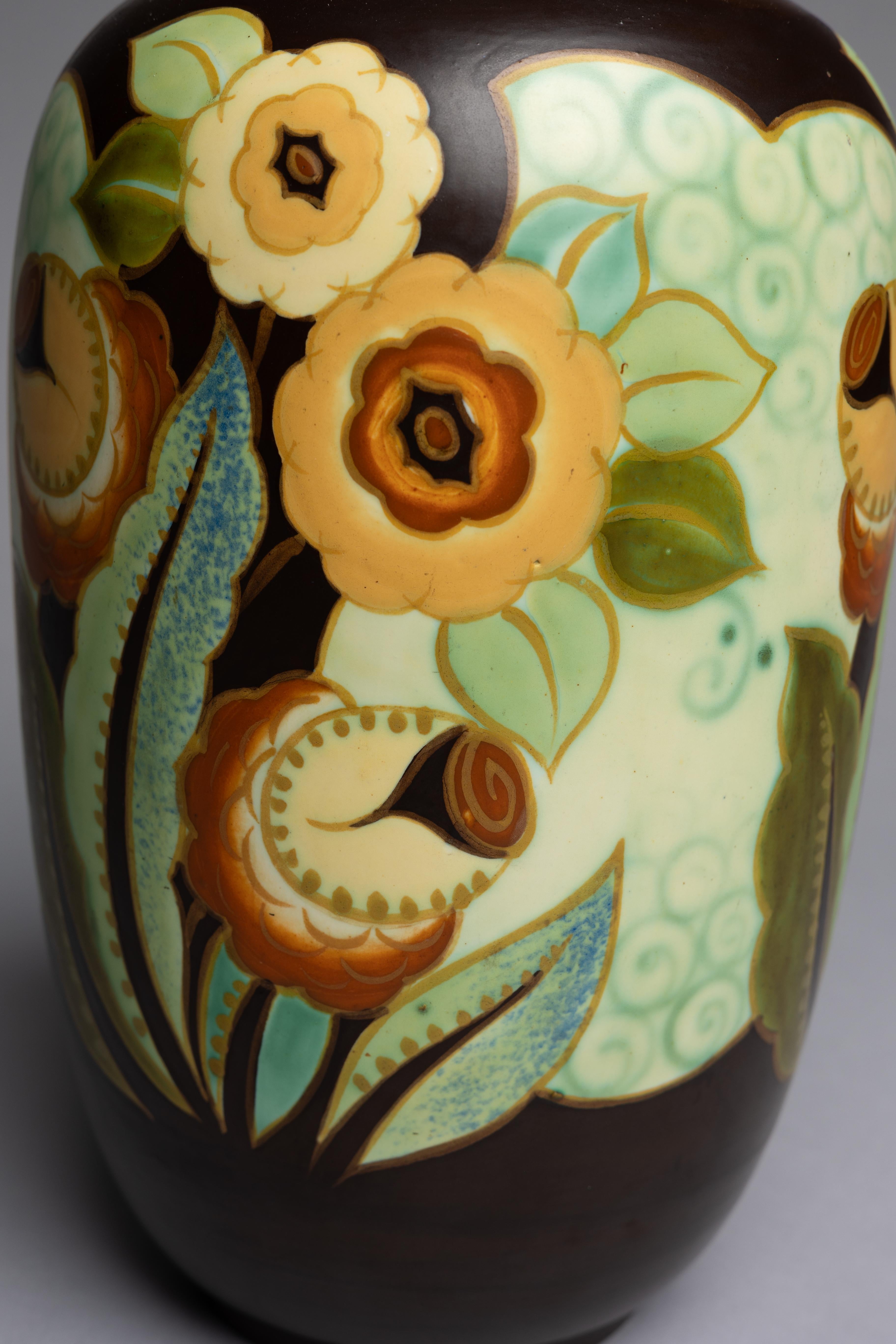 Charles Catteau for Boch Freres Vaso in ceramica Art Deco francese in vendita 1