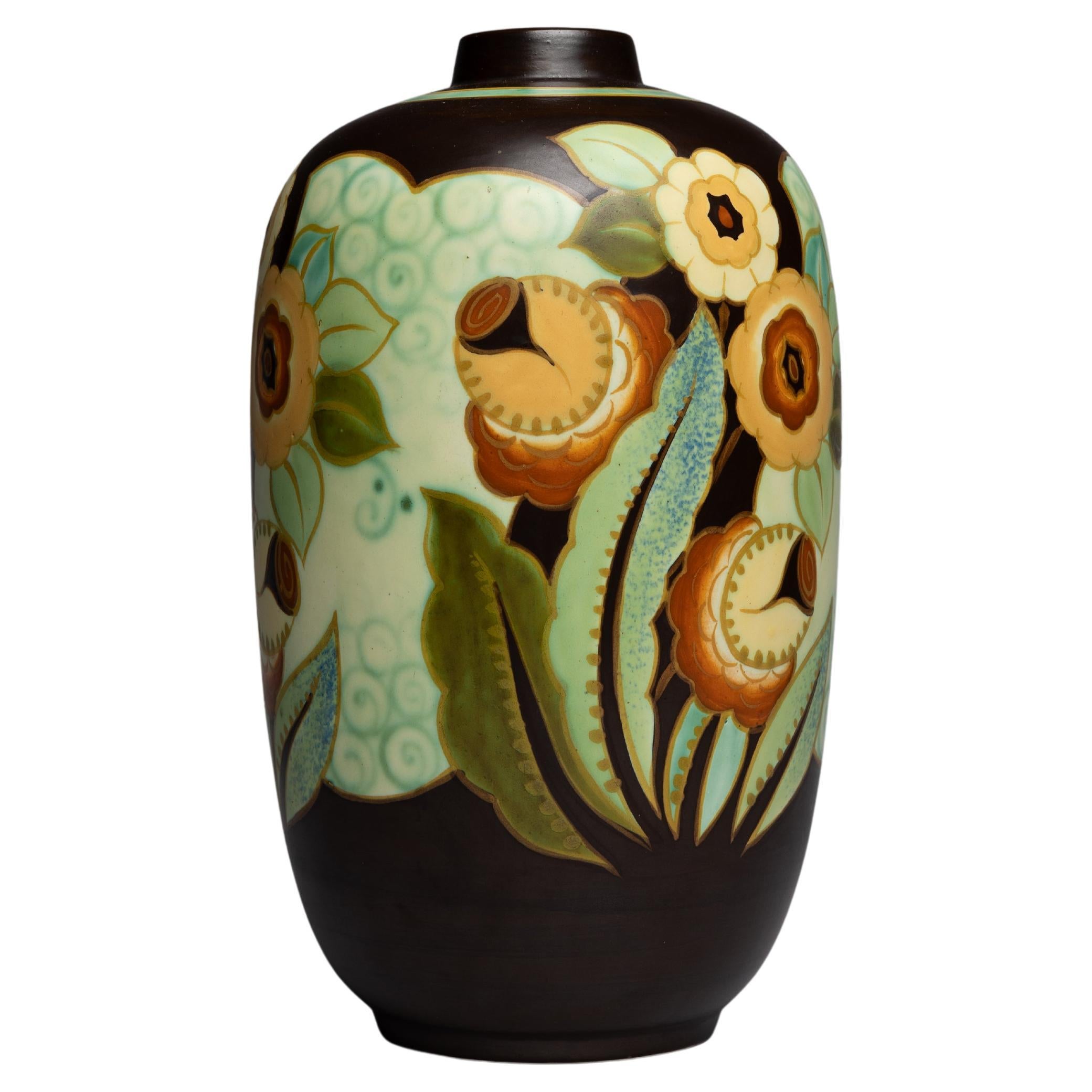 Charles Catteau Boch Freres French Art Deco Pottery Vase