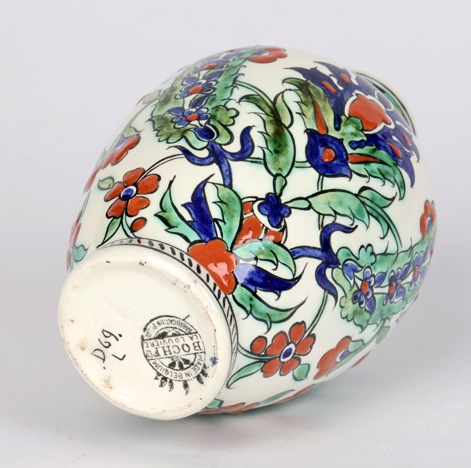 Vase en poterie d'art peint à la main au design islamique Charles Catteau Boch Freres en vente 2