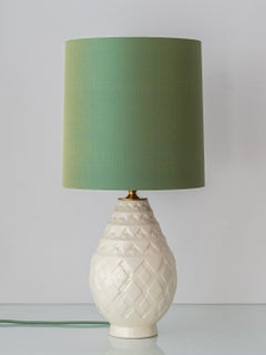 Charles Catteau Boch Frères Keramis Pineapple Table Lamp, New Silk Shade