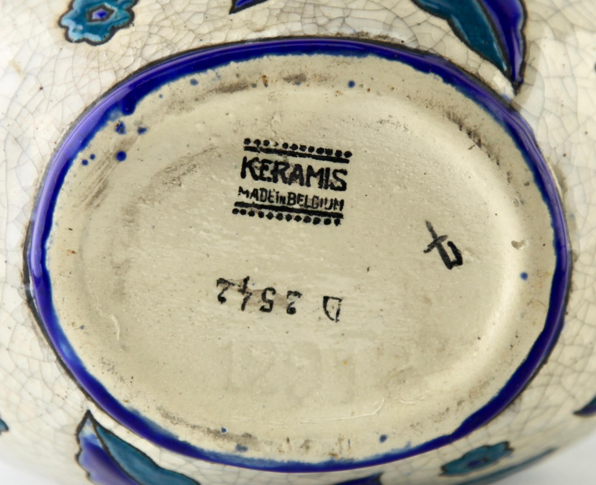 Belge Charles Catteau Boch Frères Keramis signé Art Déco 'décor n° 2542 forme 1291'