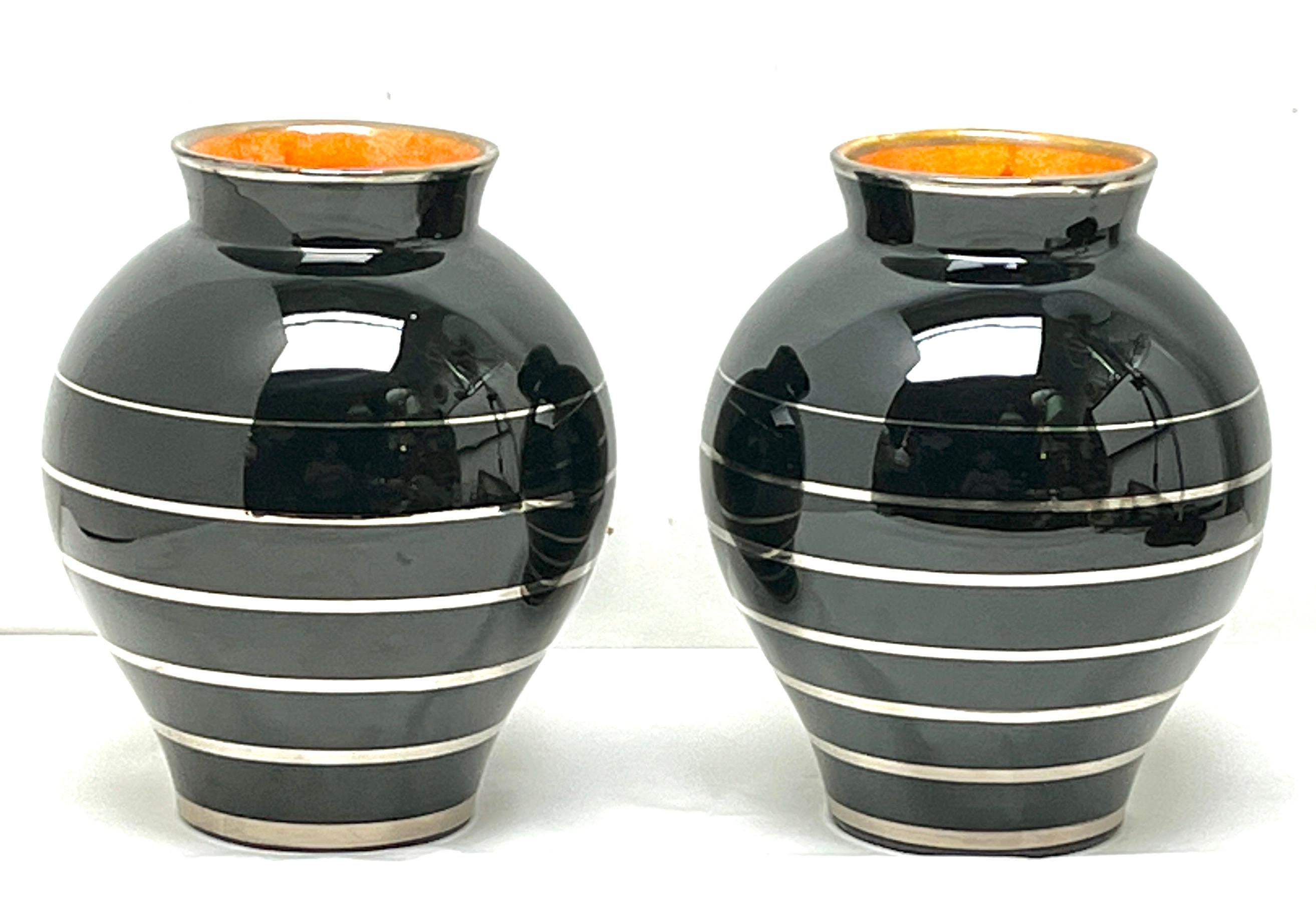 Mid-20th Century Charles Catteau, Boch Frères, La Louvière, Vases with Minimalist Decoration  For Sale