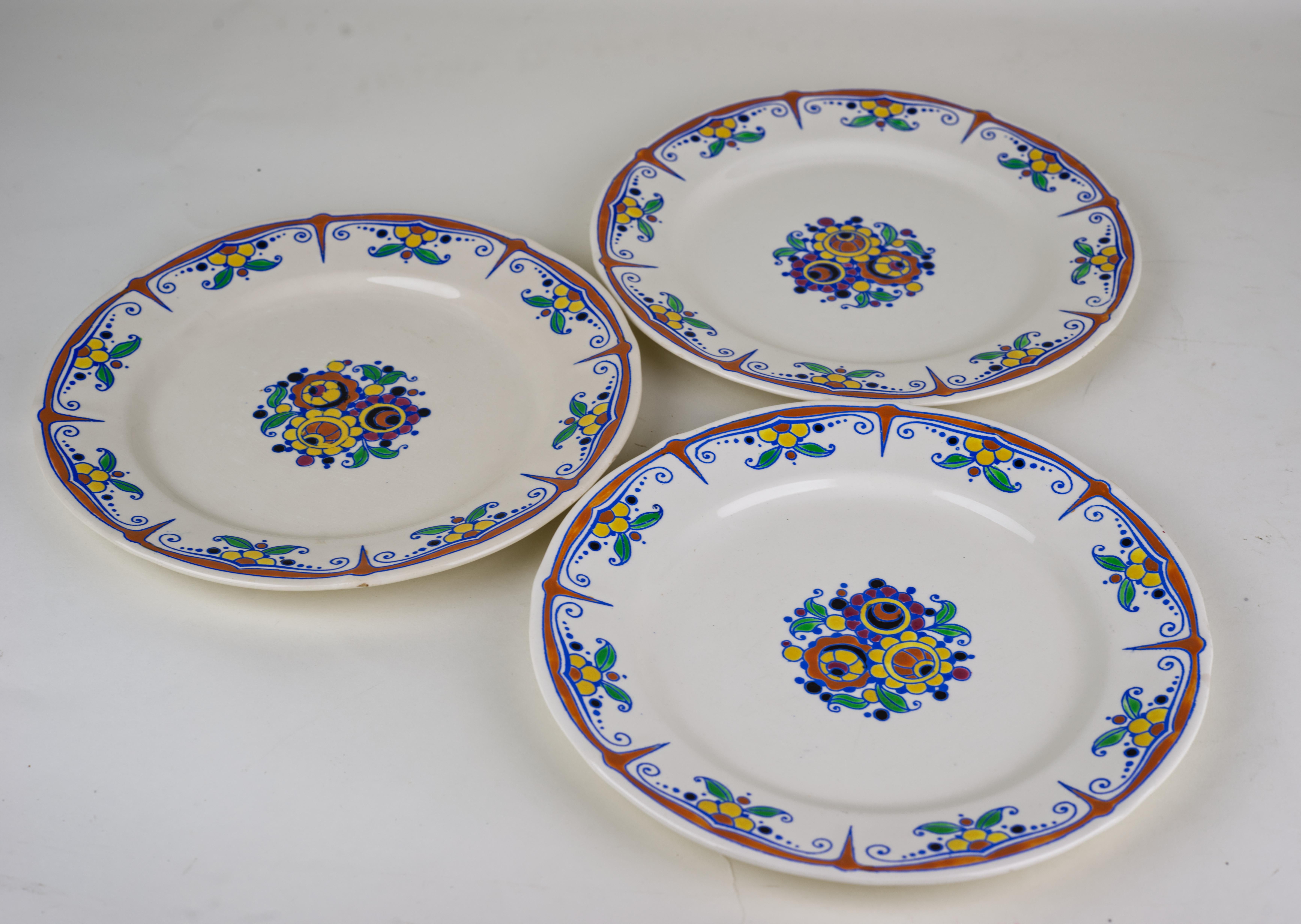 Art Deco Charles Catteau for Boch Freres Keramis, Belgium, Set of 3 ArtDeco Dinner plates For Sale
