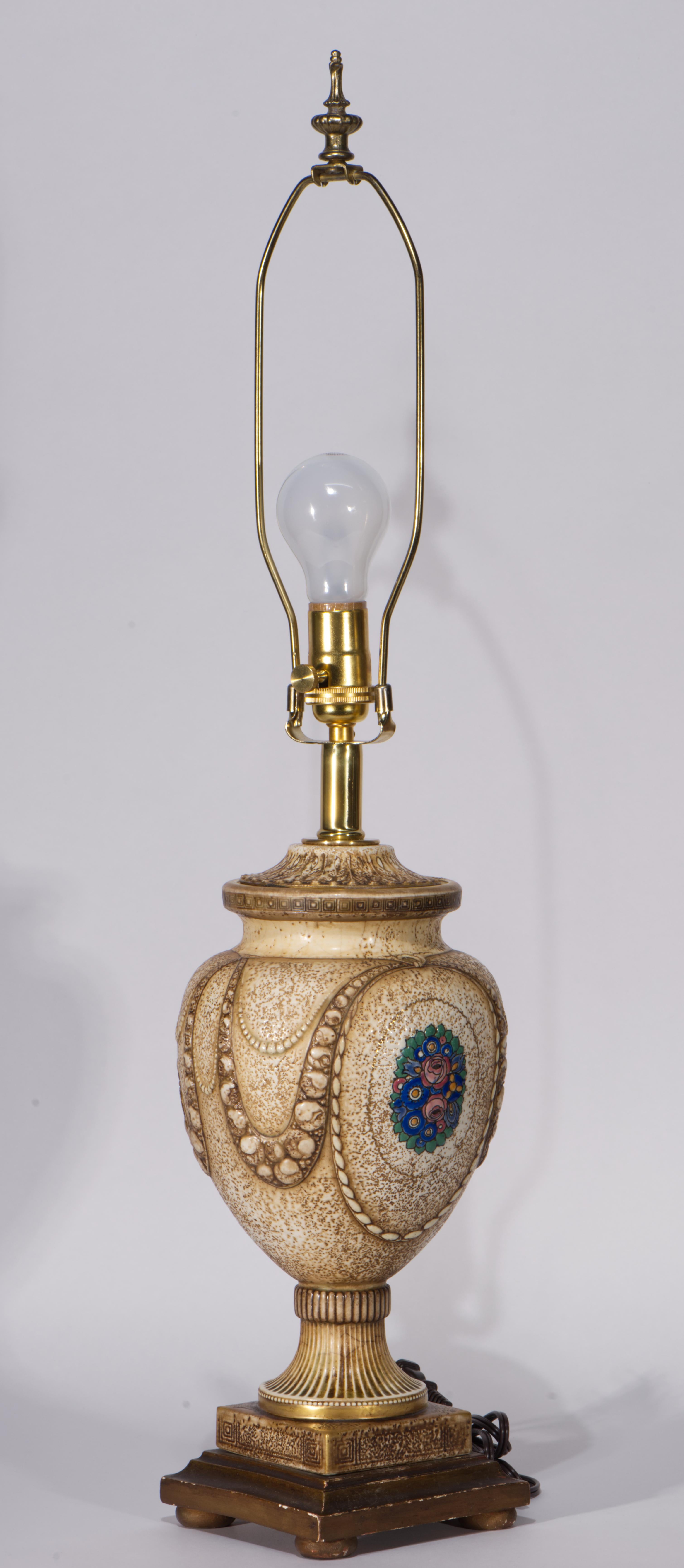 Charles Catteau for Boch Freres Art Deco Urn Table Lamp Belgium 1920s For Sale 6