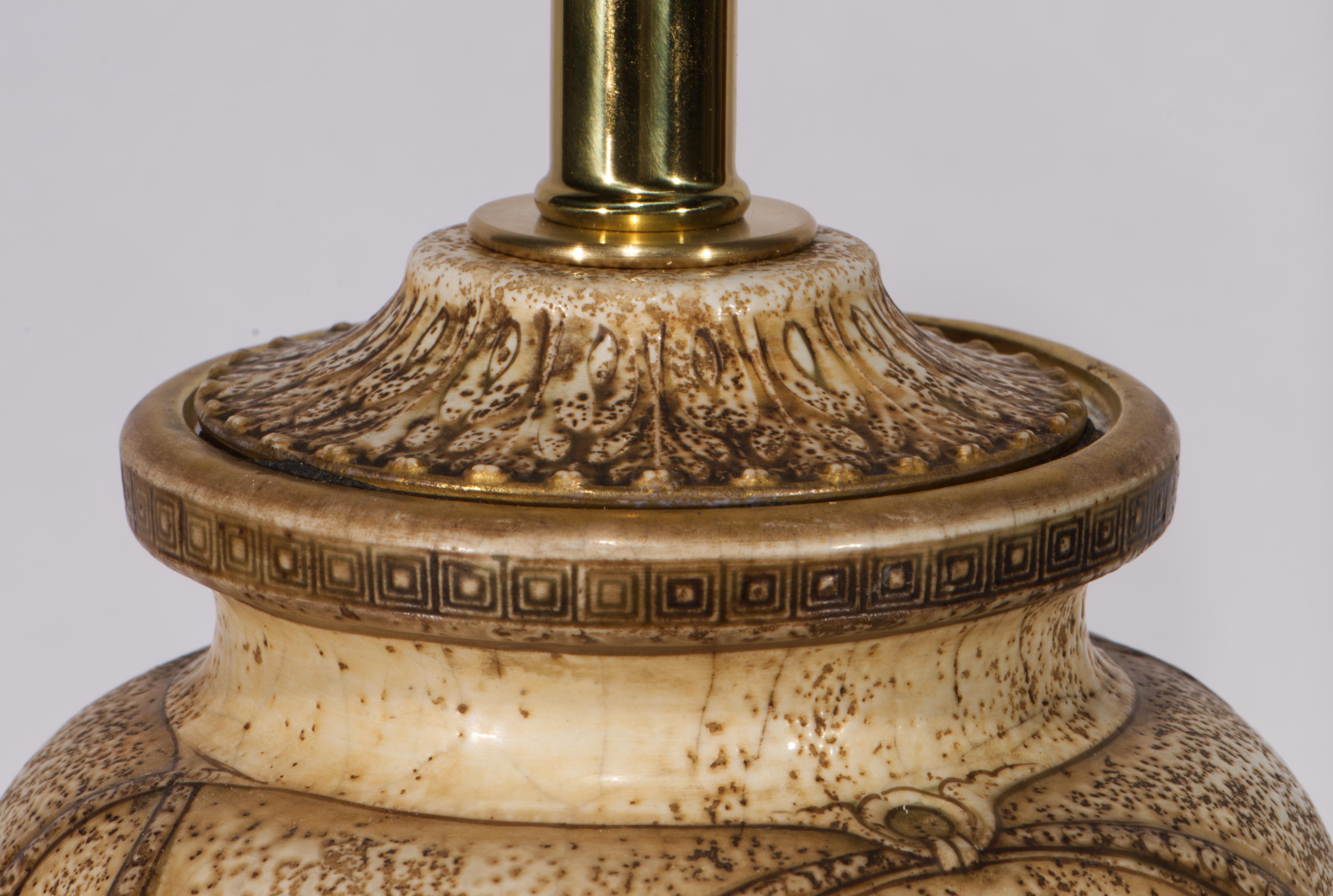 Glazed Charles Catteau for Boch Freres Art Deco Urn Table Lamp Belgium 1920s For Sale