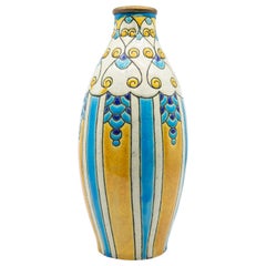 Charles Catteau for Boch Freres Vaso in ceramica Art Deco smaltata, circa 1924