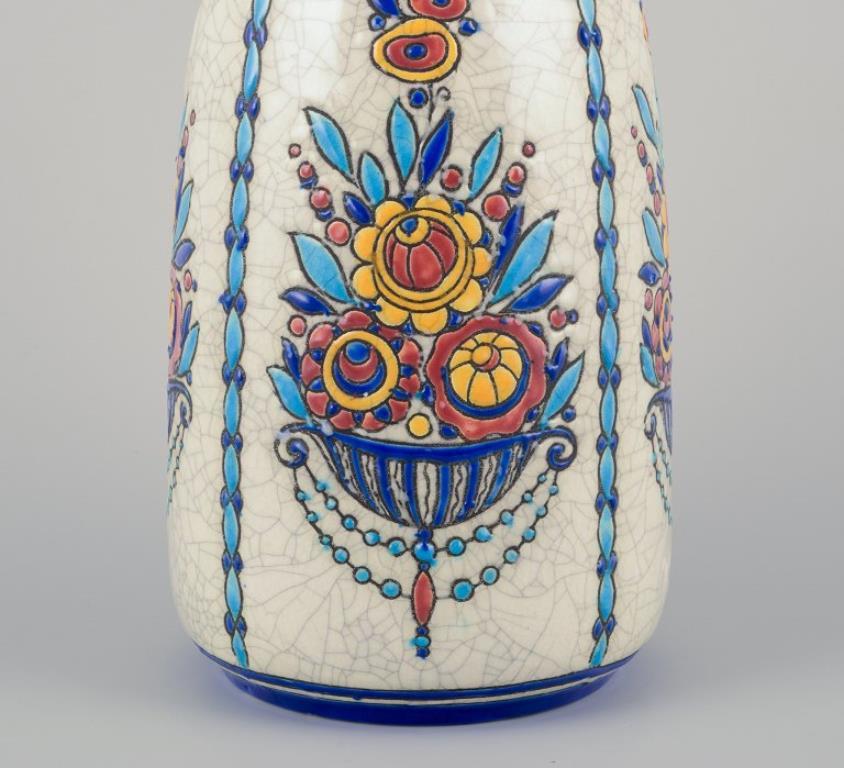 Belga Charles Catteau for Boch Freres Keramis. Grande vaso in ceramica Art Deco. Anni '20/'30 in vendita