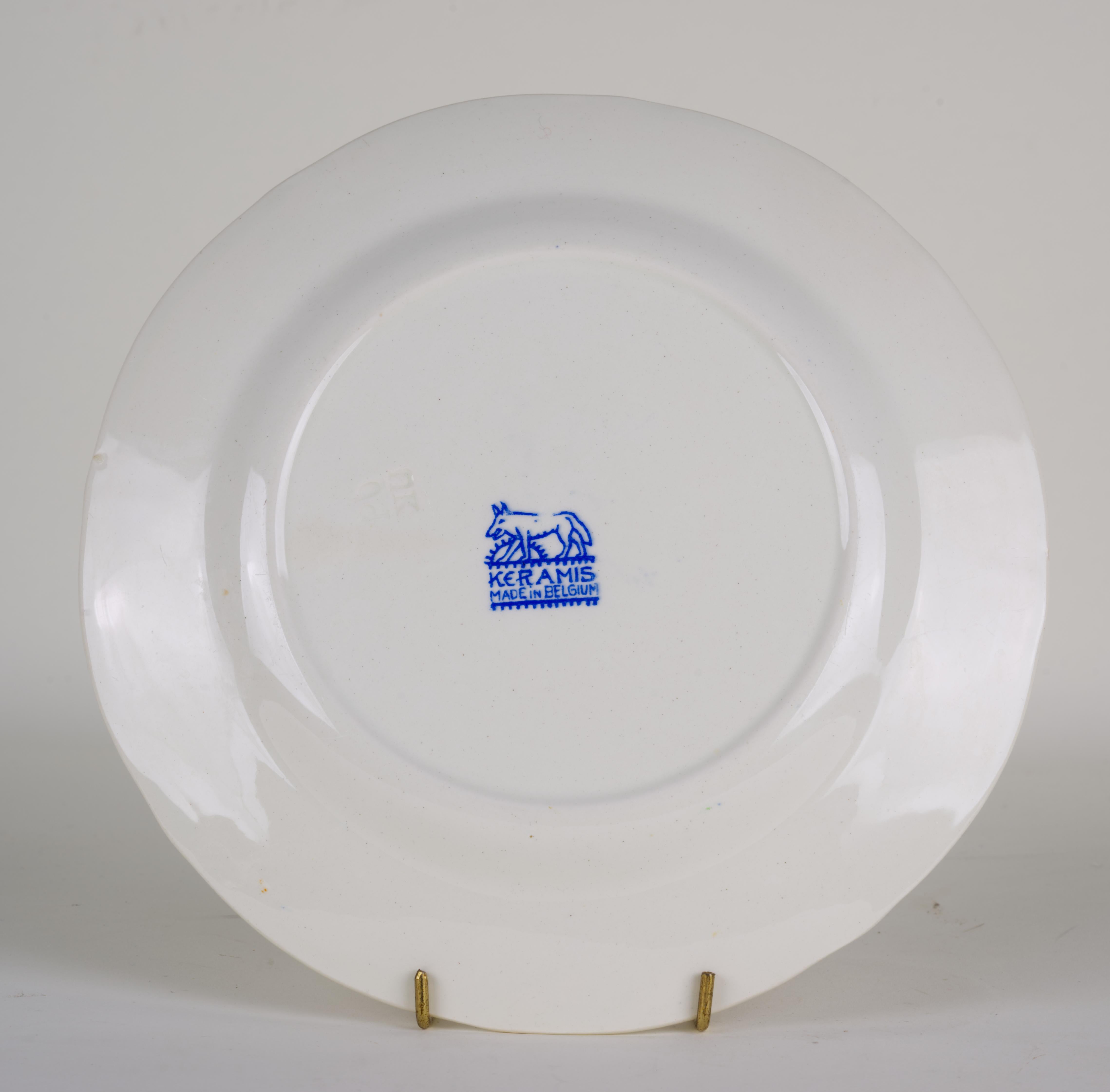 Porcelain Charles Catteau for Boch Freres Keramis, Set of 4 Faience salad Plates, Art Deco For Sale