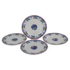 Charles Catteau for Boch Freres Keramis, Set of 4 Faience salad Plates, Art Deco