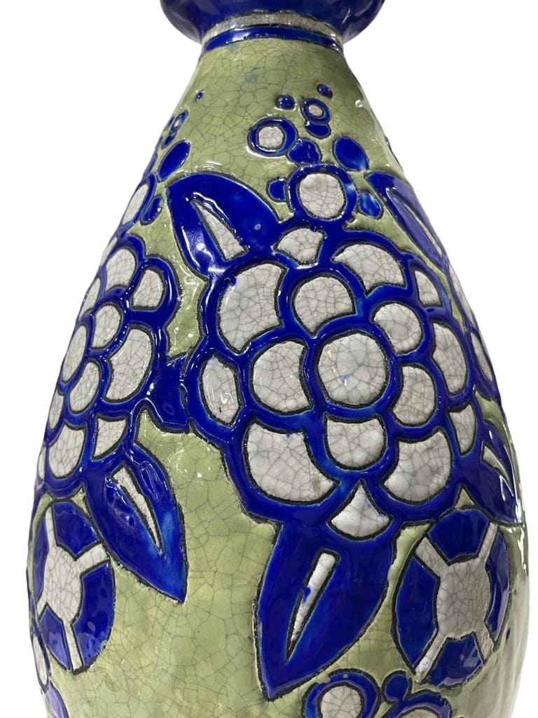 CHARLES CATTEAU für BOCH La Louviere Vase „Fleur“ 1930 (Glasiert) im Angebot