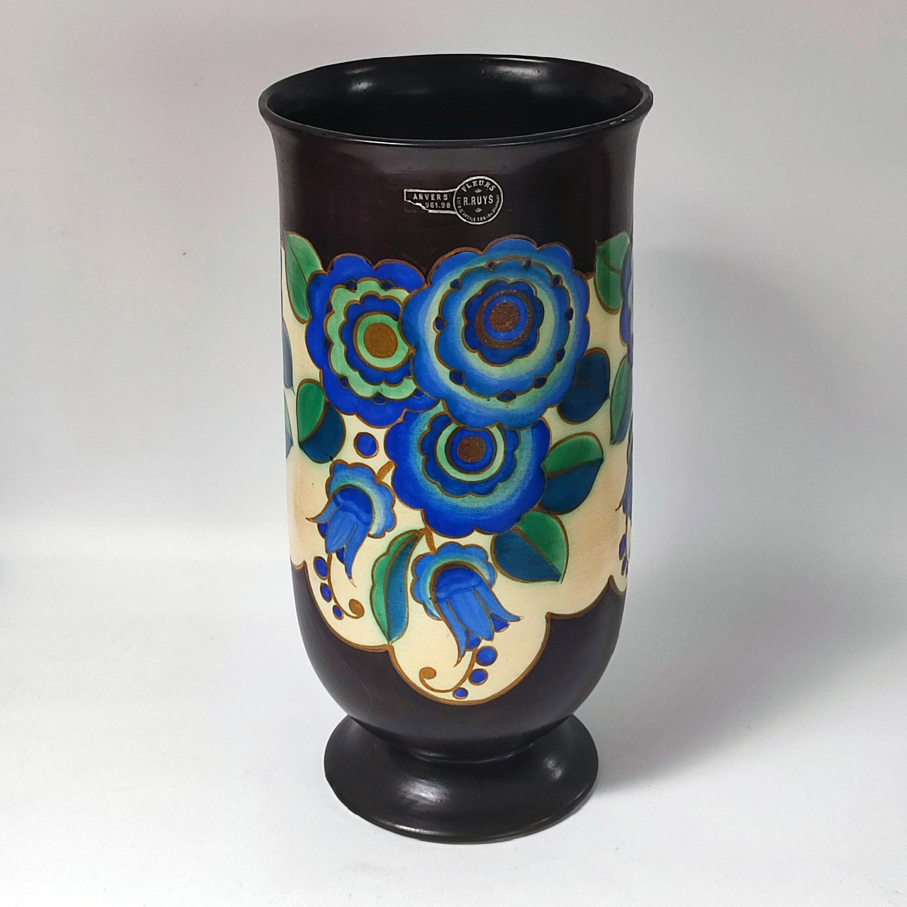 Charles Catteau pour Keramis - Vase floral Art déco, Belgique, années 1940. en vente 3