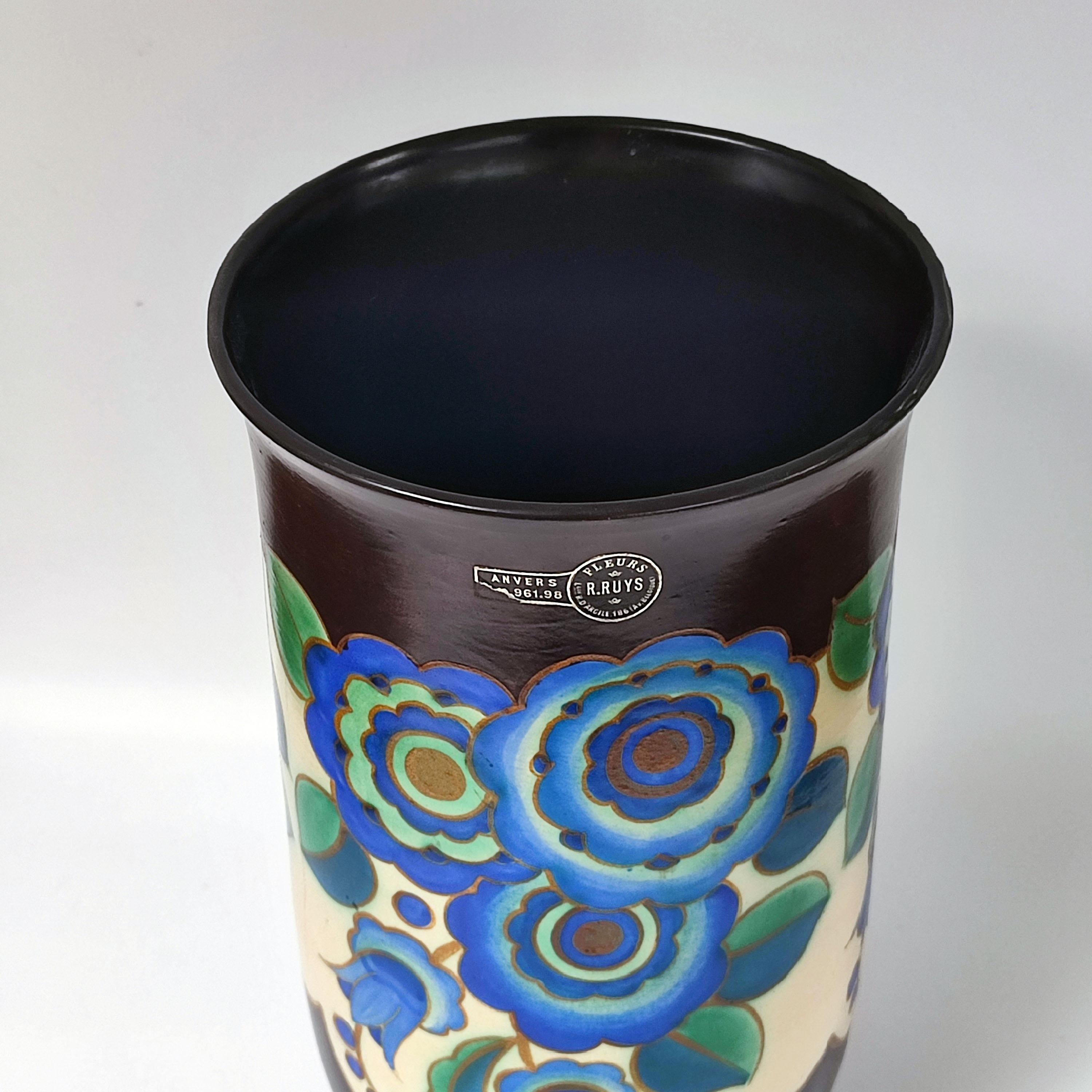 Charles Catteau pour Keramis - Vase floral Art déco, Belgique, années 1940. en vente 4