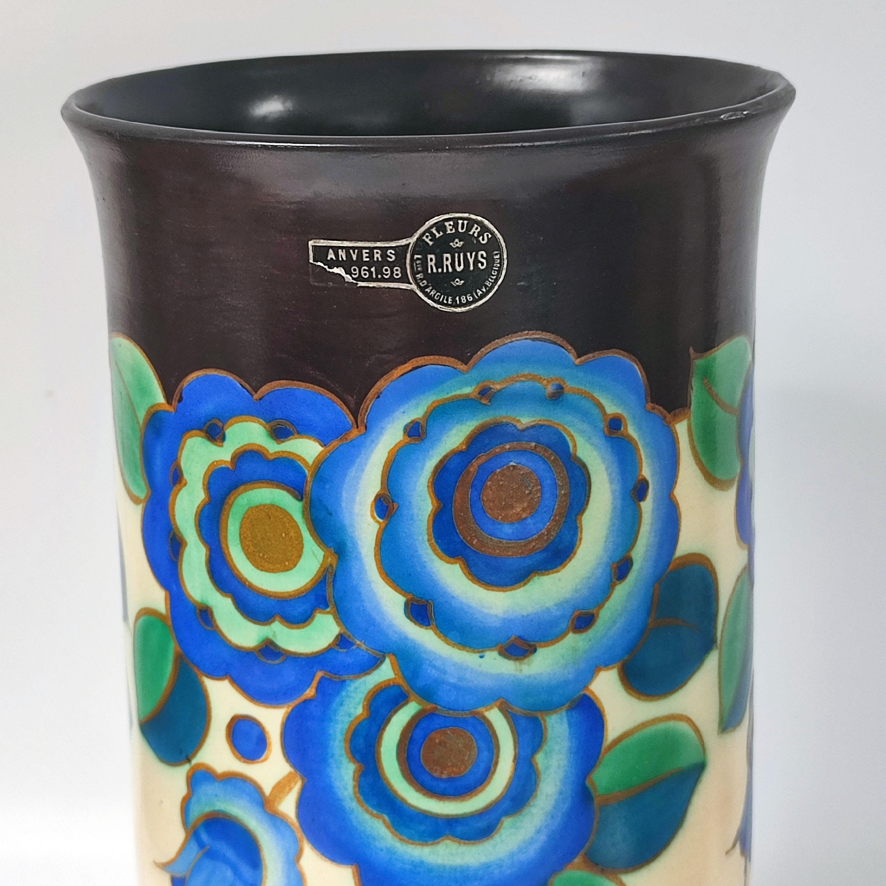 Charles Catteau pour Keramis - Vase floral Art déco, Belgique, années 1940. en vente 5